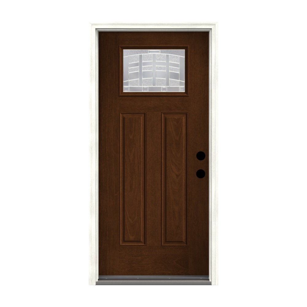Therma-Tru Benchmark Doors Emerson 36-in x 80-in Fiberglass Craftsman Left-Hand Inswing Walnut Stained Prehung Single Front Door with Brickmould -  TTB643736SOS