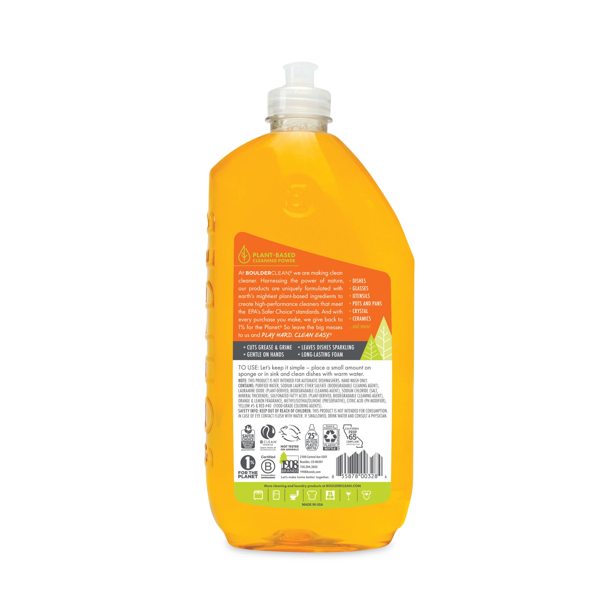 Boulder Clean Liquid Dish Soap, Valencia Orange, 28 Oz Bottle In The ...