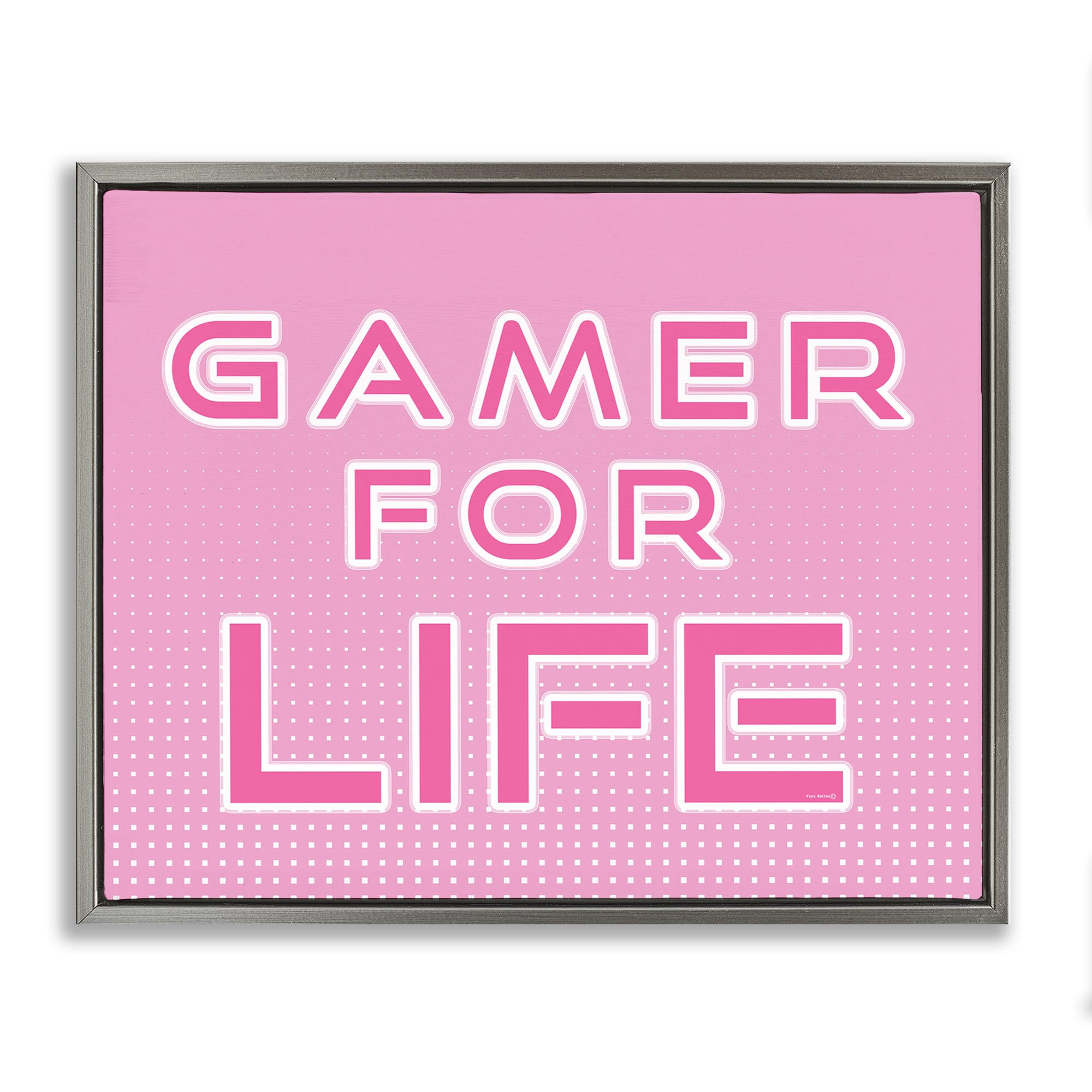 Stupell Industries BS-717-FFL-24X30 Pink Gamer For Life Gray Framed Floater Canvas Wall Art By Yass Naffas Designs 31 x 25