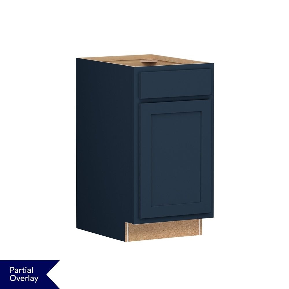Shenandoah Breckenridge POL 18-in W x 34.5-in H x 24-in D Navy Painted Pull-out Trash Cabinet Base Fully Assembled Cabinet Recessed Panel Shaker