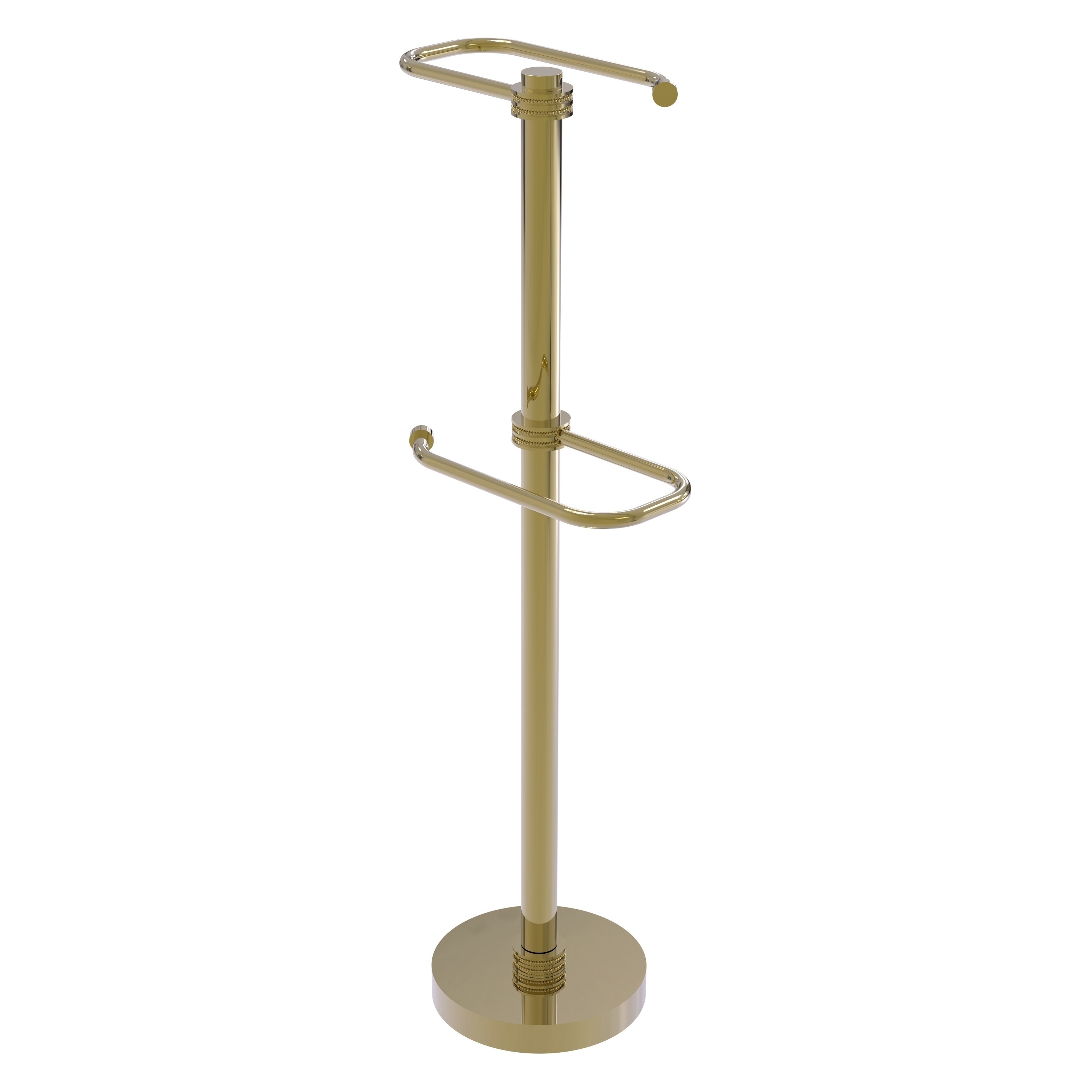 Allied Brass TS-26D-UNL Unlacquered Brass Freestanding Single post Toilet Paper Holder 2 -Rolls with Storage