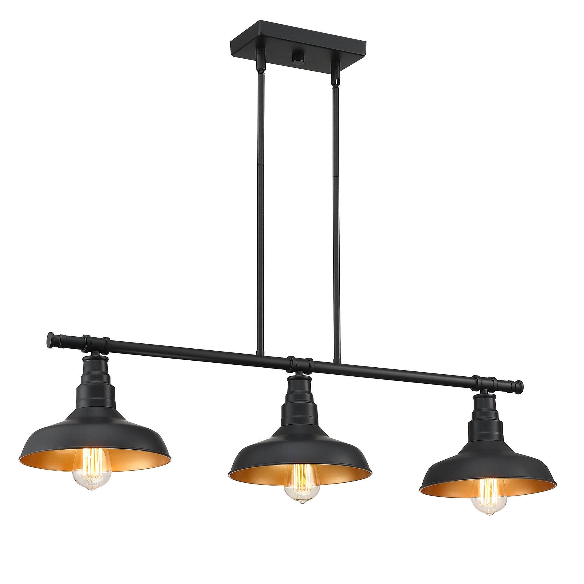 WELLFOR TTC78183BK TC Pendant Light 3 -Light Matte Black Modern/contemporary Linear Large Hanging Pendant light