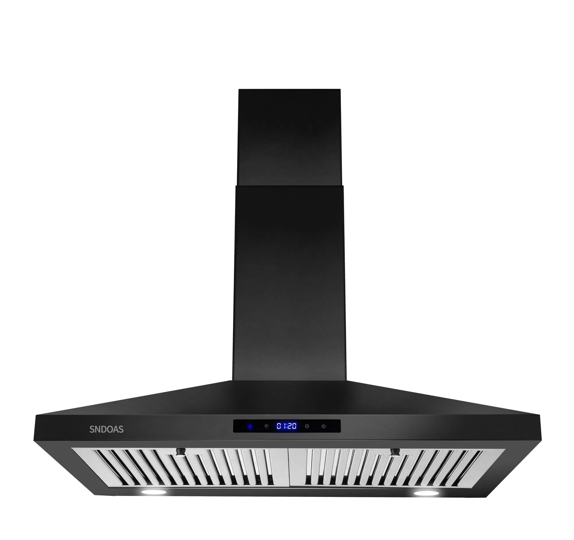 Damerin 30-in 350-CFM Ducted Black Smart Wall-Mounted Range Hood in the ...