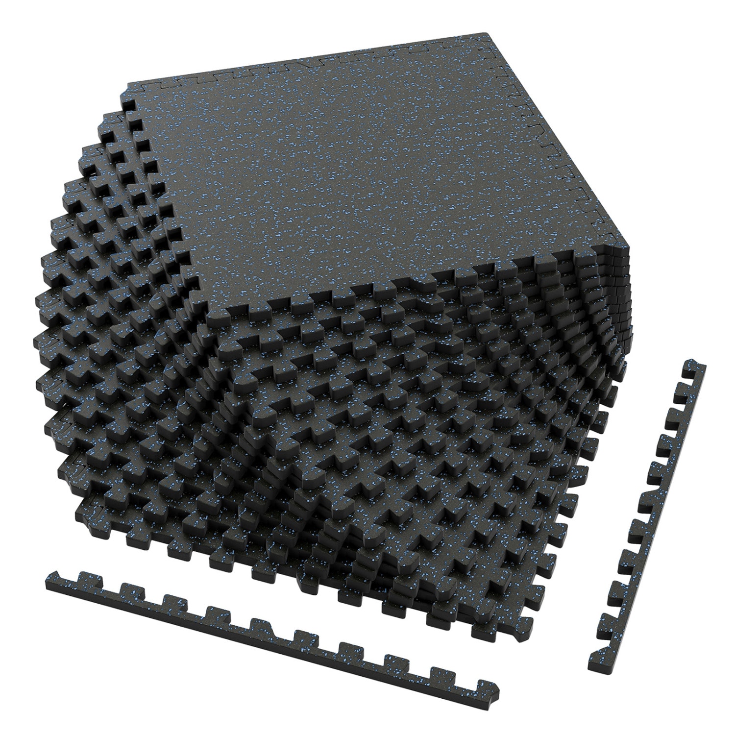 Volenca 0.79-in Thick Rubber Top Exercise Floor Mats 48-sq-ft Interlocking Gym Tiles