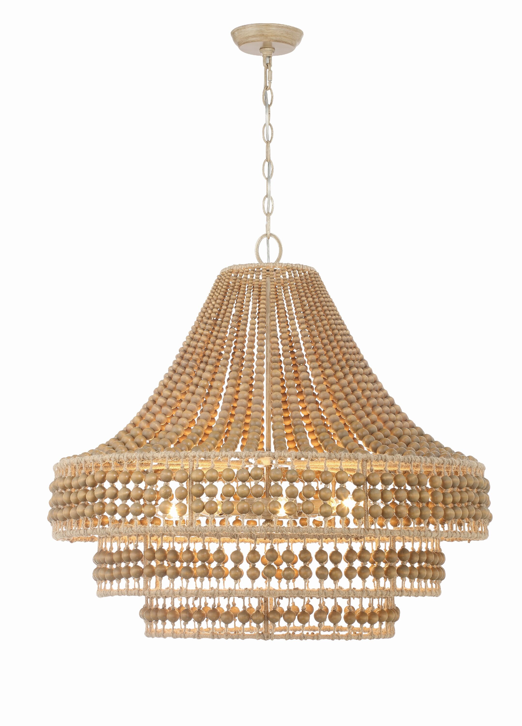 Crystorama SIL-B6008-BS Silas 8 -Light Burnished Steel Farmhouse Beaded For Use in Bathrooms, Bedrooms, Dining Rooms, Foyers, Kitchens, Living Rooms Chandelier