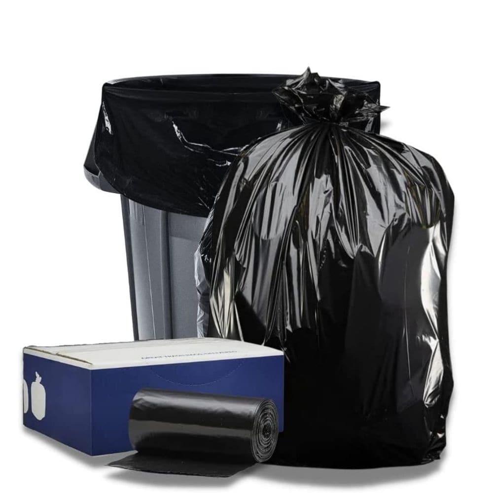 Plasticplace 60-Gallons Black Outdoor Plastic Recycling Twist Tie Trash Bag  (100-Count) in the Trash Bags department at