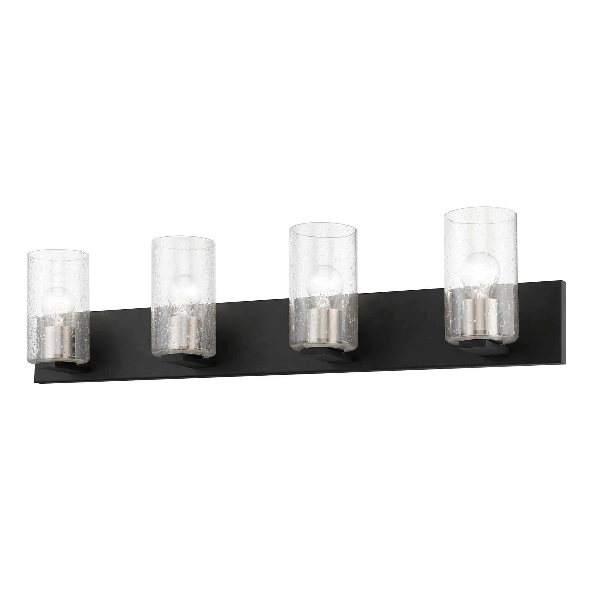 Zurich Black and Brushed Nickel 4-Light Vanity with Clear Seeded Glass