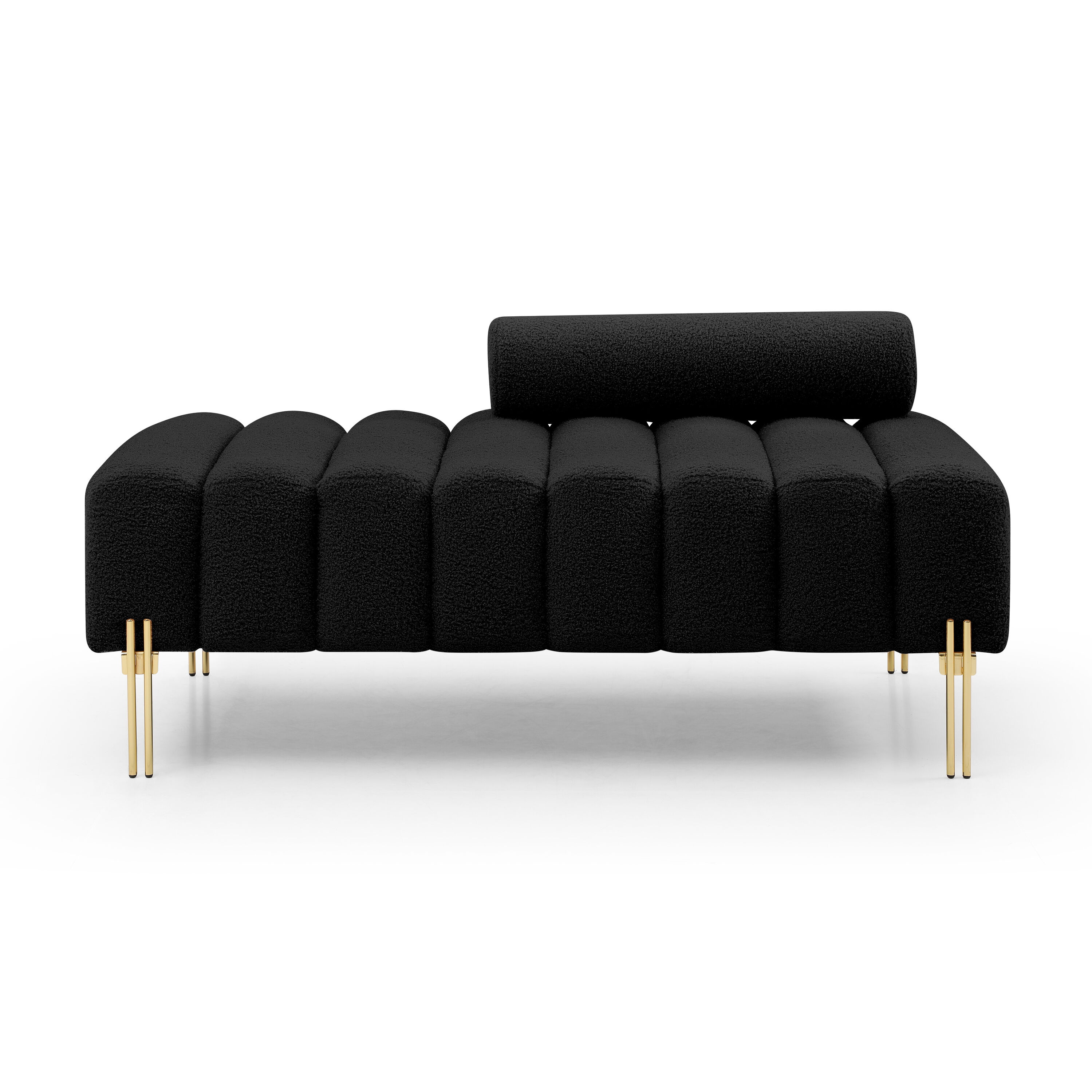 LOVMOR  2 Seat 53.2inch Sofa Fabric Black Couch with Ottoman for Living Room Bedroom Modern Comfort Seating Home Furniture