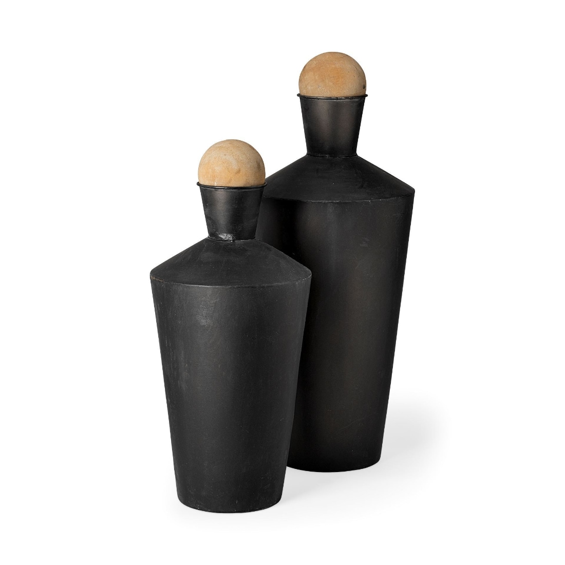 HomeRoots 4000392210 Set of Two Black Metal Urns