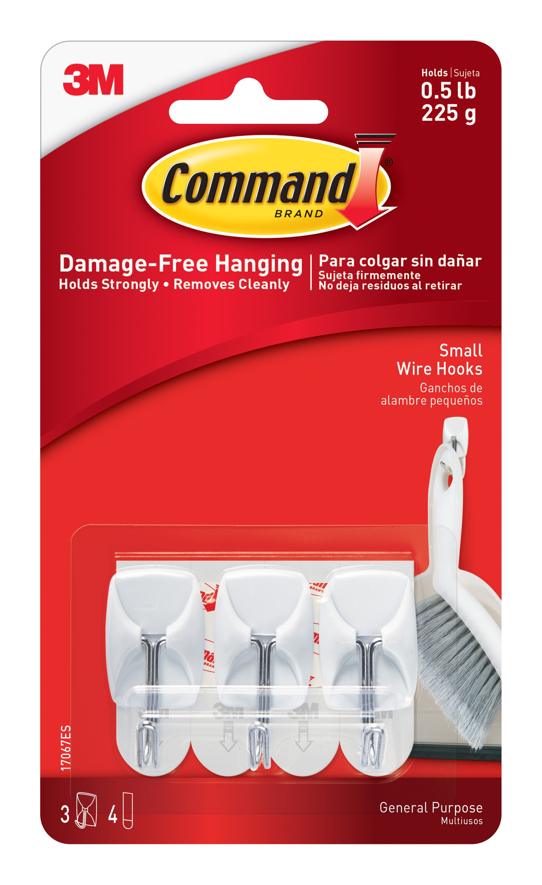 Command Small Wire Toggle Hooks, Damage Free Hanging Wall Hooks with  Adhesive Strips, No Tools Wall Hooks for Hanging Organizational Items in  Living