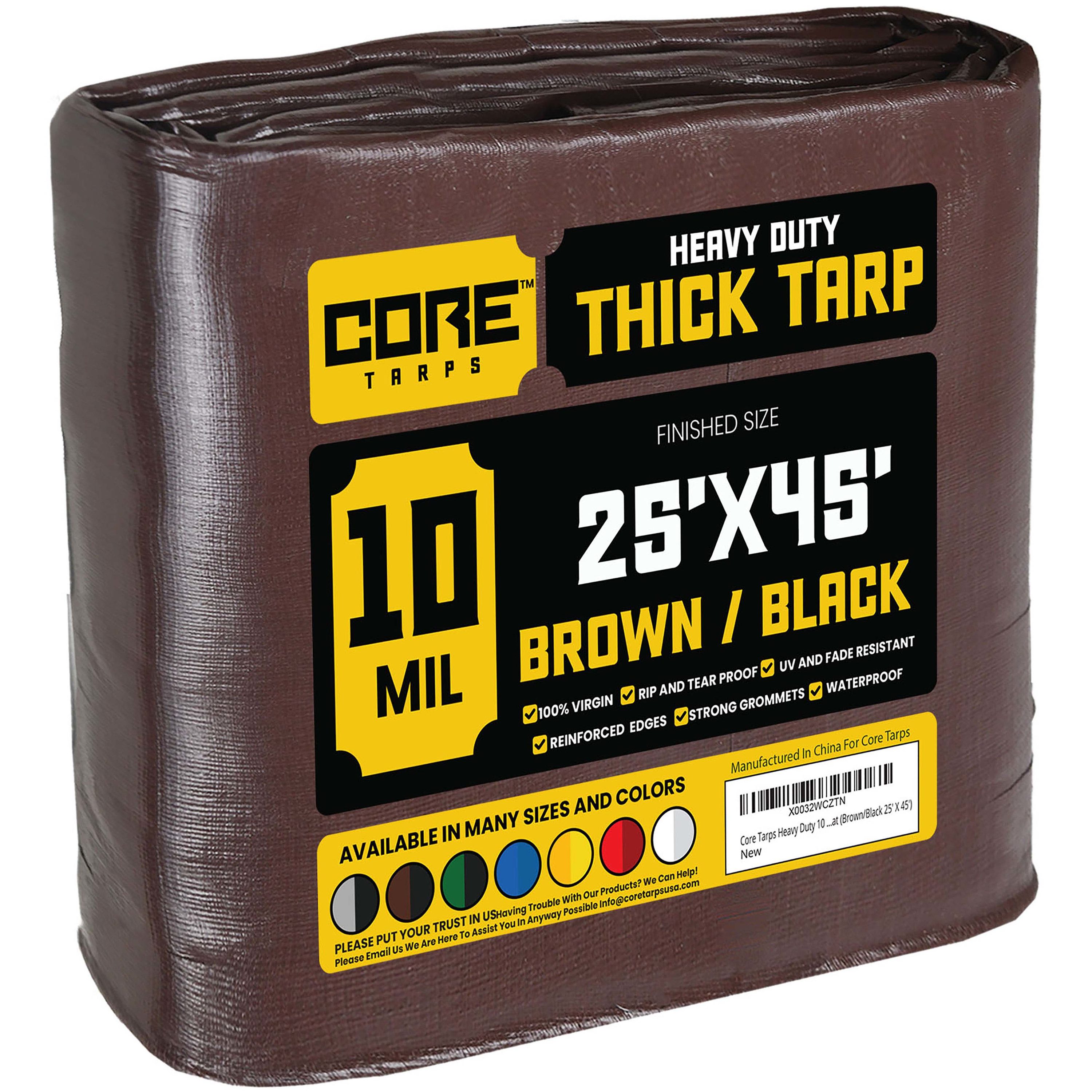 Core Tarps CT-602-25X45 25-ft x 45-ft Brown Waterproof Commercial Polyethylene 10-Mils Tarp