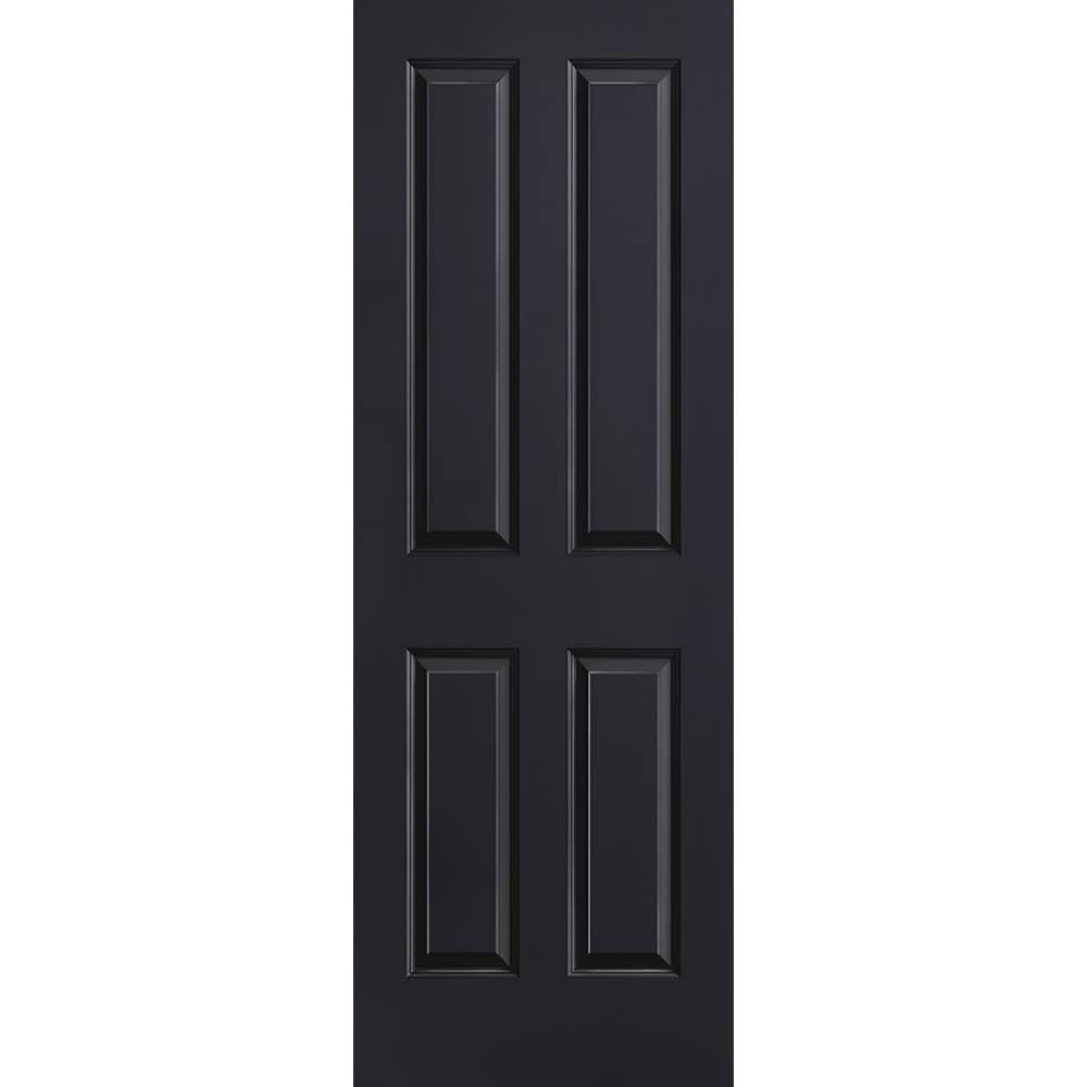 Masonite 1316454 Traditional 28-in x 80-in Midnight 4 panel square Smooth Solid core Prefinished Molded composite Slab Door