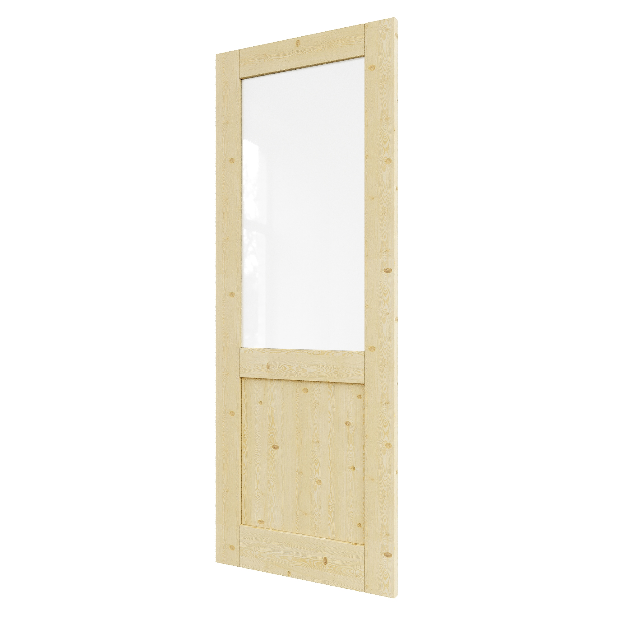 JUJUBON IN-SLAB1/2L-P-30 Traditional  30-in x 80-in Natural 1-panel Frosted glass Textured Solid core Unfinished Pine Wood Slab Door