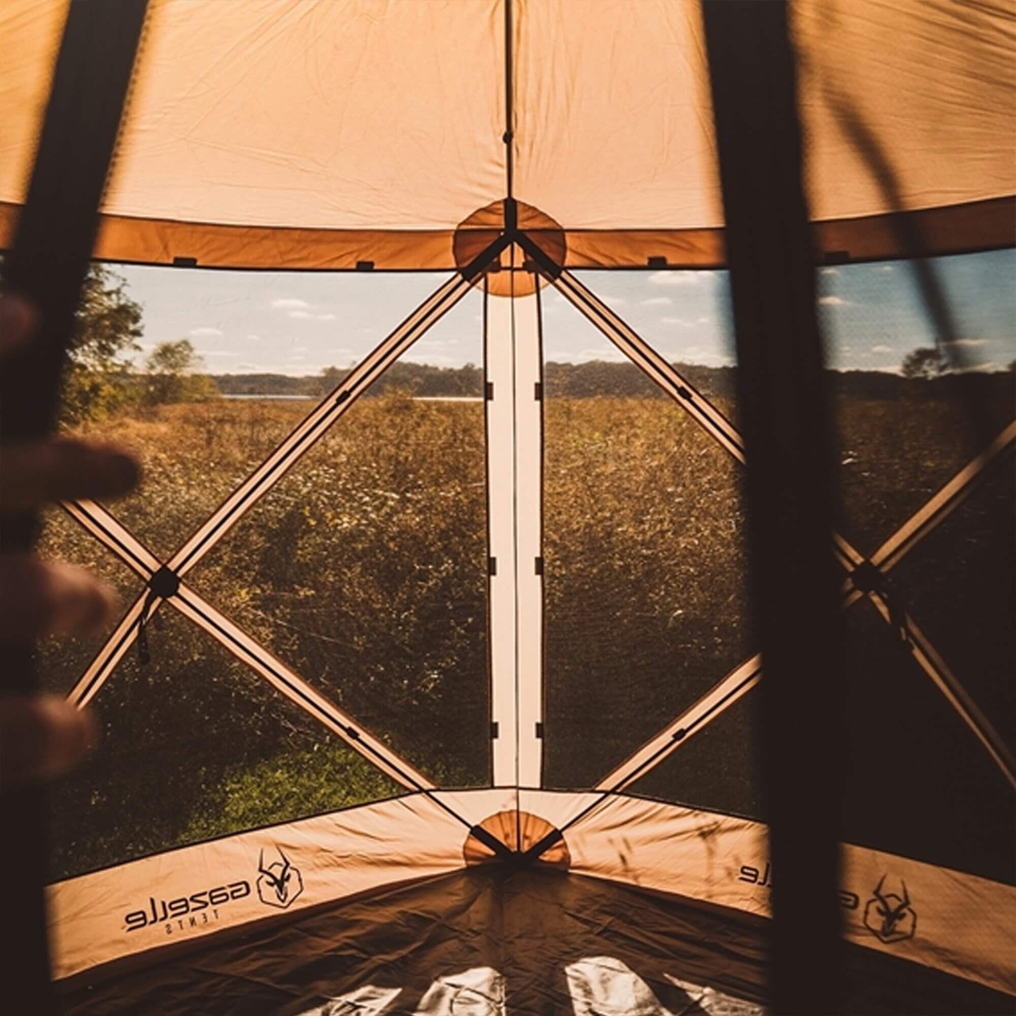 Desert Sand Portable 5-Sided Gazebo with Mesh Windows