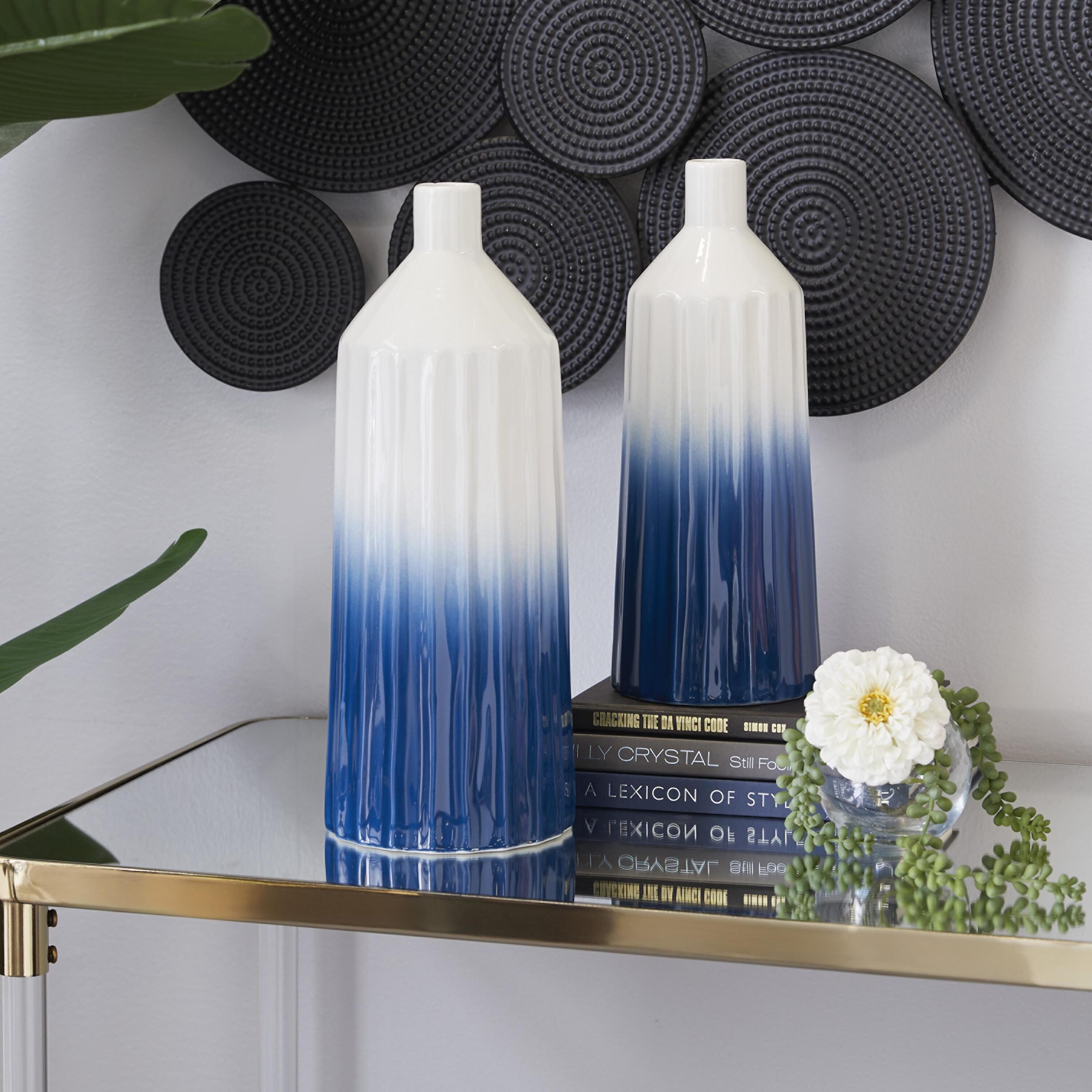 The Novogratz 54685 2 -Pack Blue Resin Coastal Vase