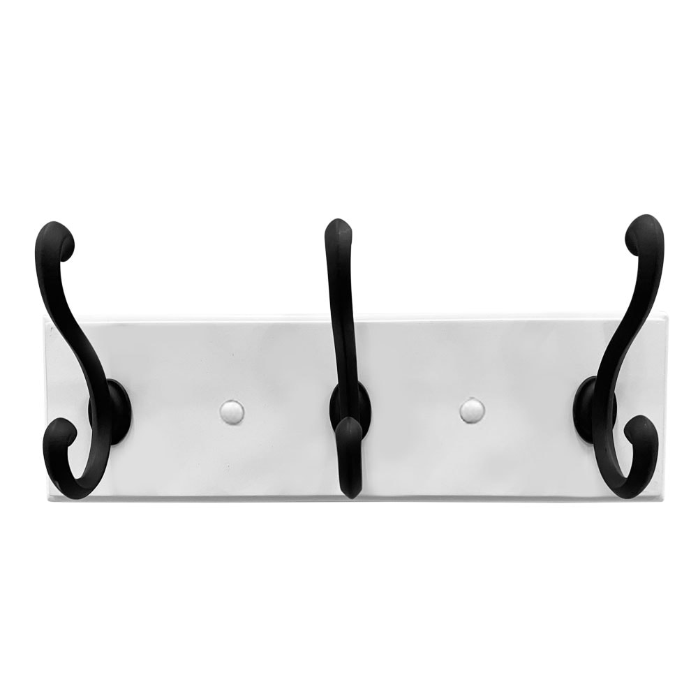 allen + roth 3-Hook 10.04-in x 3.05-in H White Rail and Black Hooks  Decorative Wall Hook (25-lb Capacity) in the Decorative Wall Hooks  department at