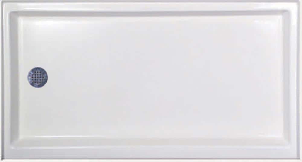 Hydro Systems HPA.6032E-WHI-LH 32-in W x 60-in L White Single Threshold Rectangle Shower pan base with 5-in H Threshold (Left Drain)