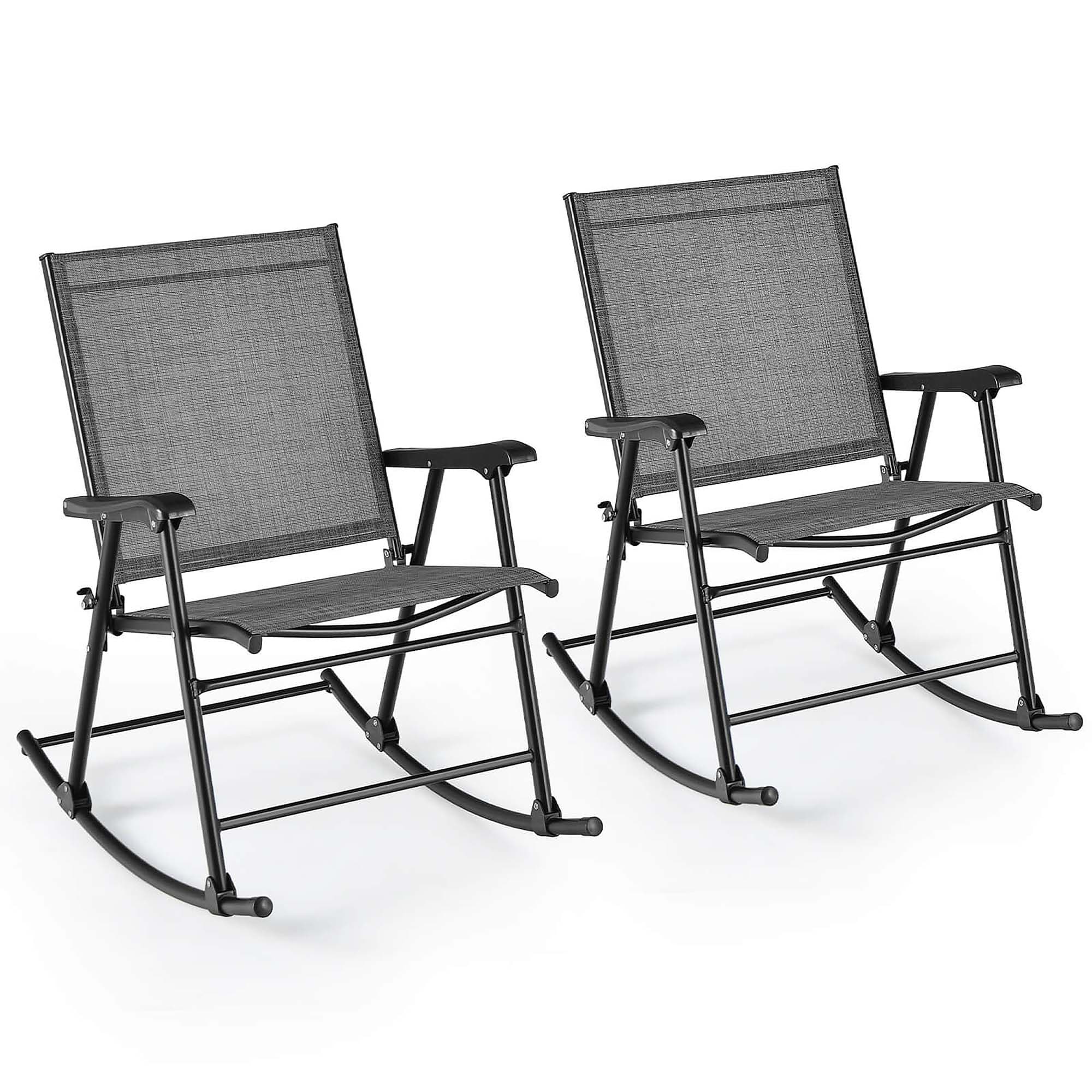 Costway HCST05406 Set of 2 Gray Metal Frame Rocking Chair with Mesh Seat