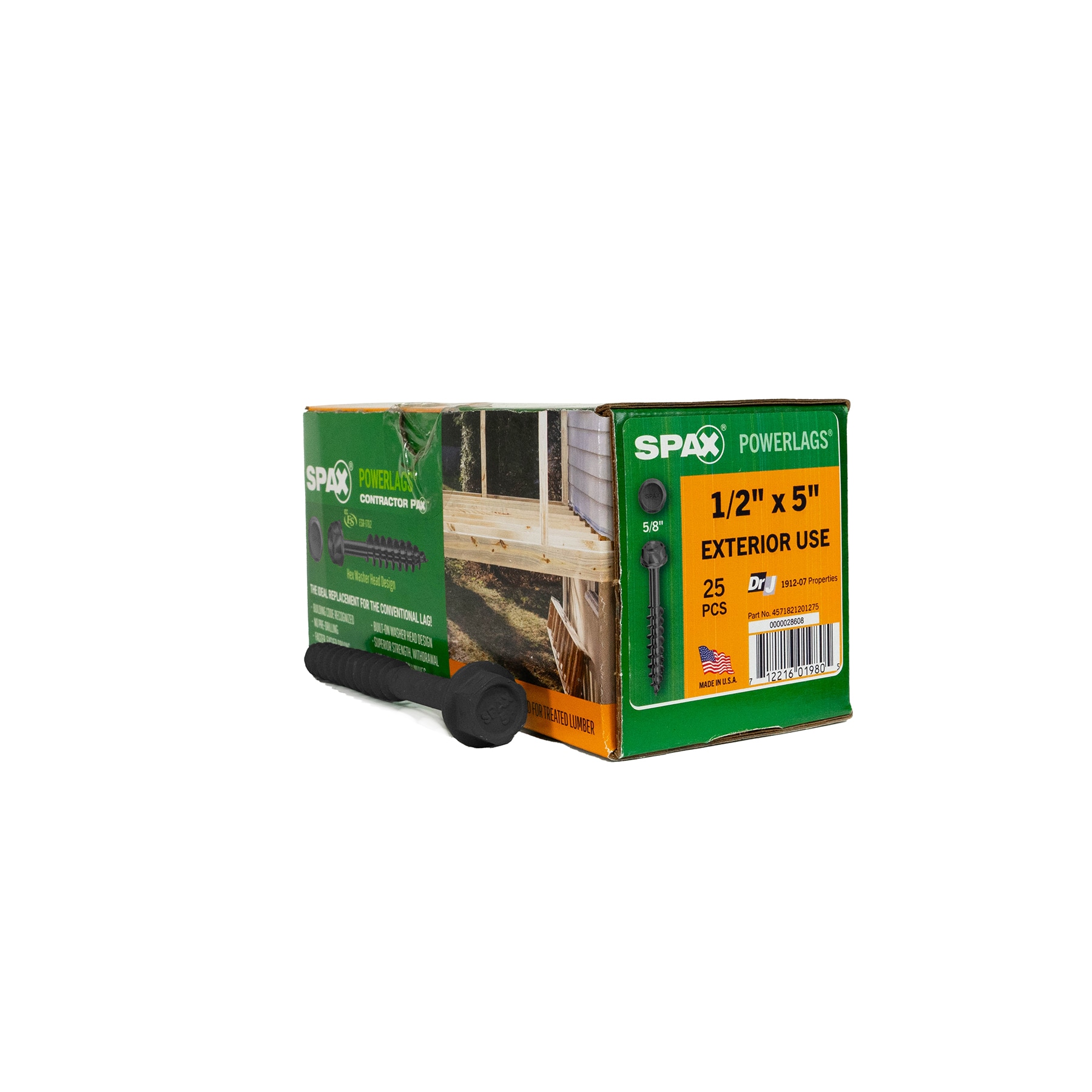 SPAX 4571821201275 1/2-in x 5-in Black Coated Hex -Head Exterior Structural wood screws 25 -Pack