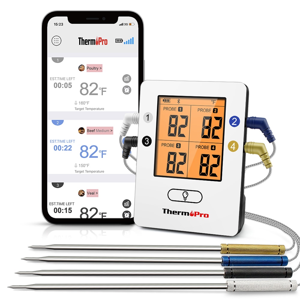 ThermoPro Bluetooth 4 Probes Wireless Food Thermometer Black/Red TP25W -  Best Buy
