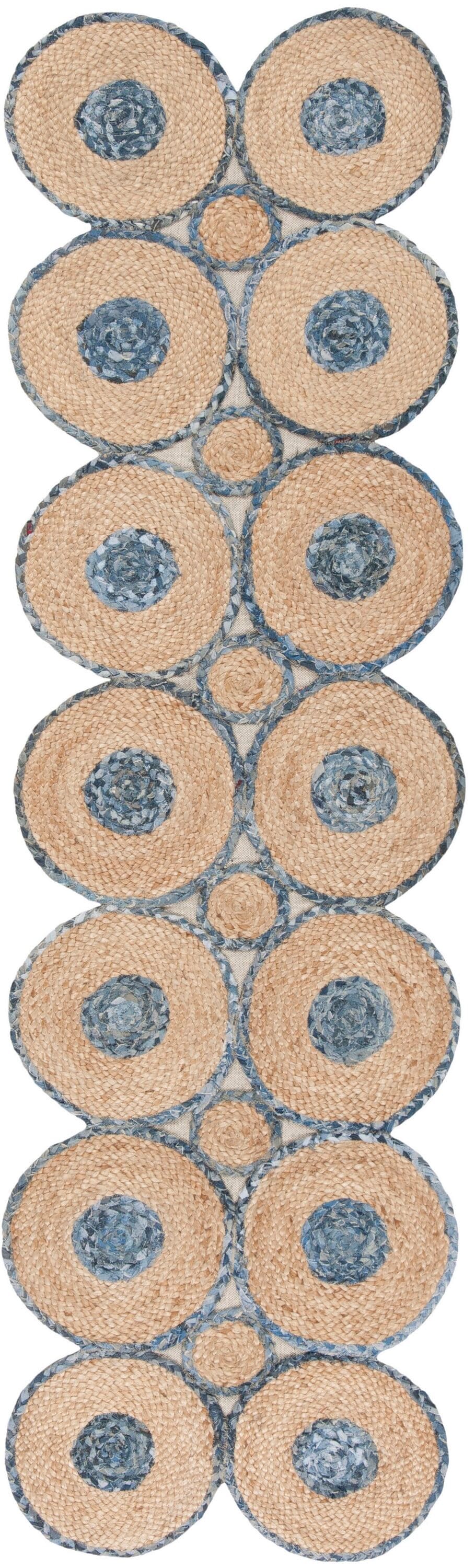 Safavieh CAP306M-28 Cape Cod Truro 2 x 8 (ft) Jute Blue/Natural Rectangular Indoor Abstract Coastal Runner rug