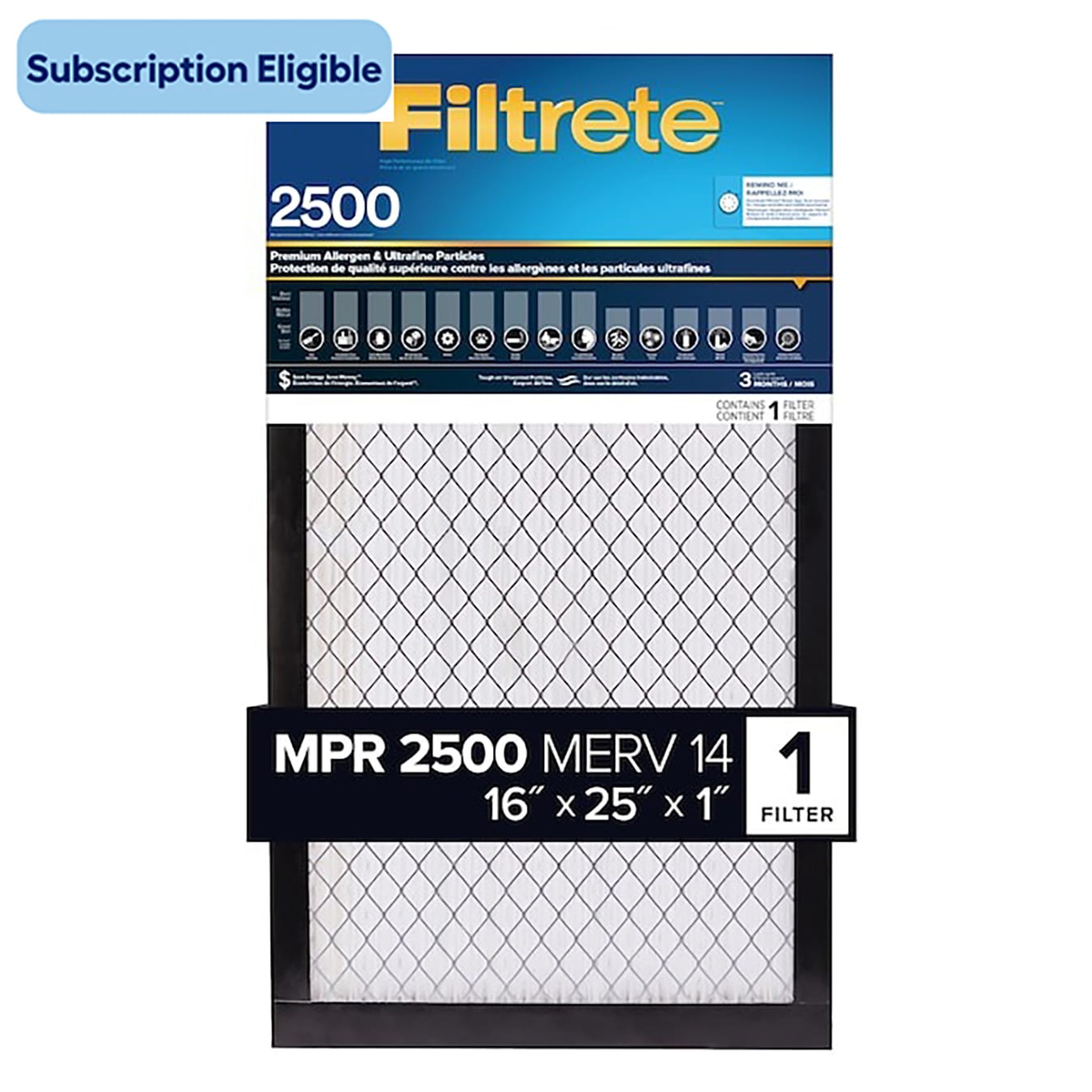 Filtrete 16-in W x 25-in L x 1-in 11 MERV 1085 MPR Allergen Defense Extra  Electrostatic Pleated Air Filter (2-Pack) in the Air Filters department at