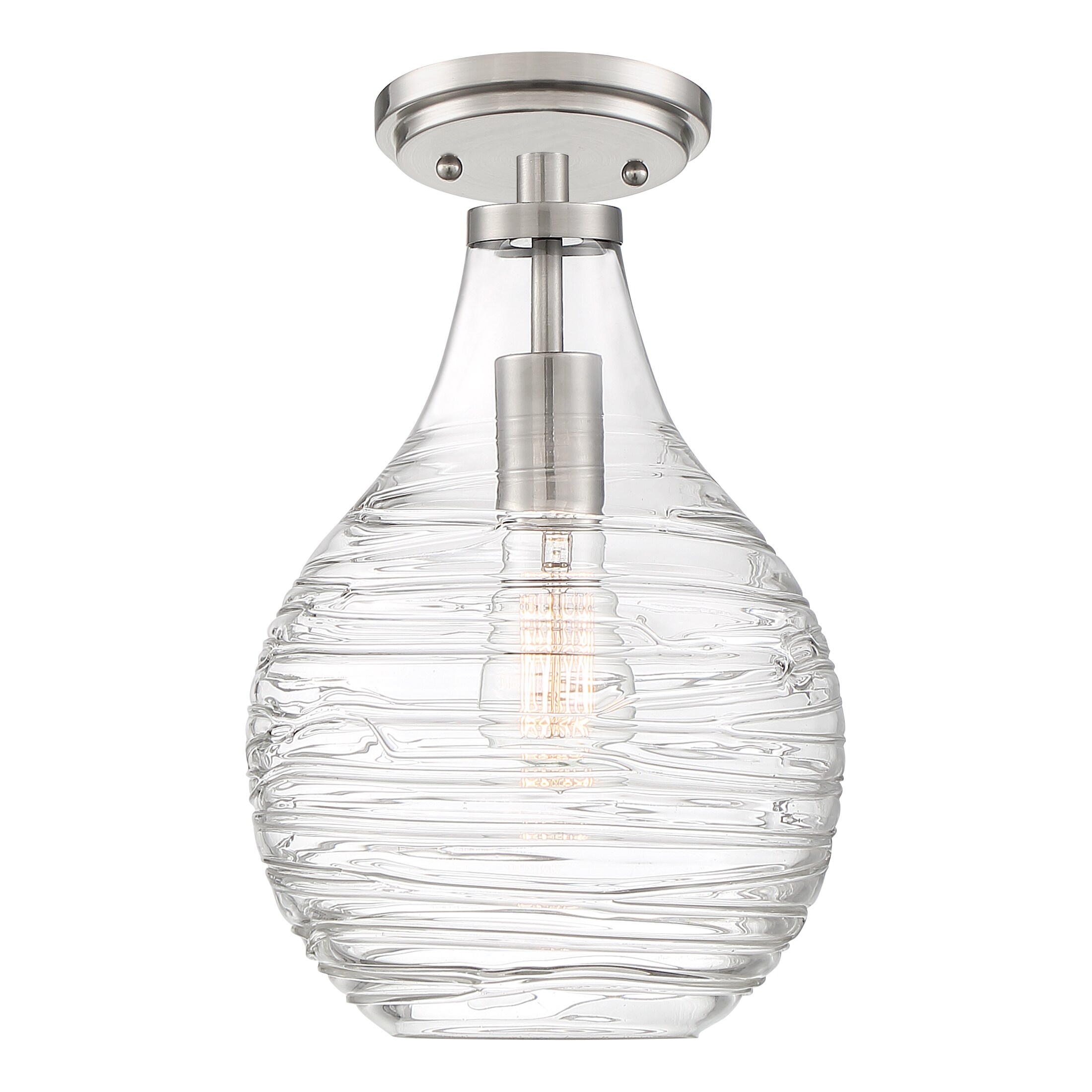Genie Brushed Nickel Mini Pendant with Clear Glass Shade