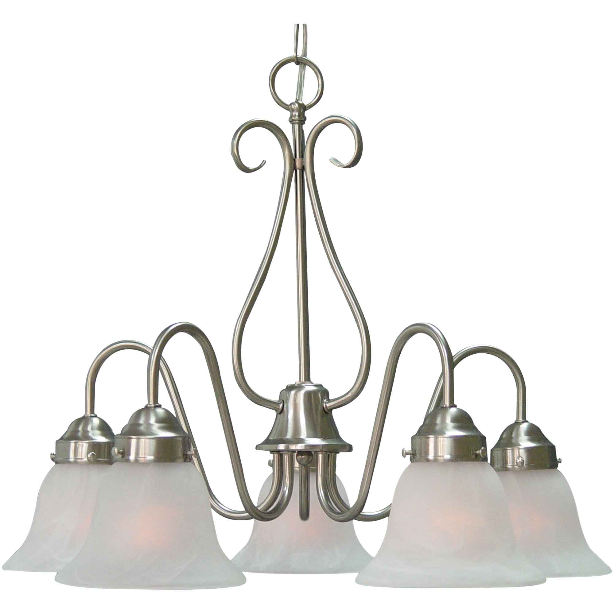 Volume Lighting V2355-33 Minster 5 -Light Brushed Nickel Traditional For Use in Bedrooms, Dining Rooms, Foyers, Kitchens, Living Rooms Chandelier