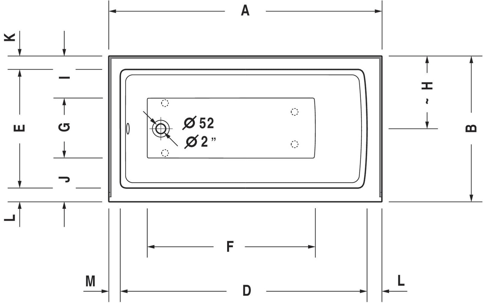 Duravit 60" White Acrylic Alcove Soaking Bathtub