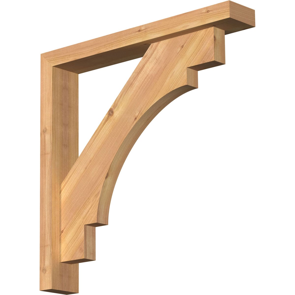 Ekena Millwork 1463120 Merced Block Smooth Bracket with Offset Brace 3-1/2-in x 22-in x 22-in Western red cedar Brown Wood Standard bracket