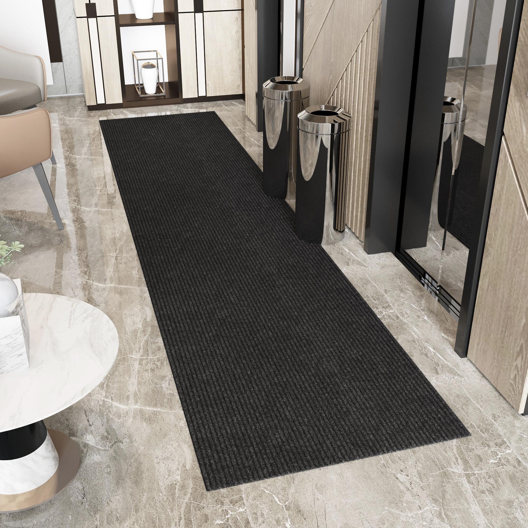 Ottomanson Extra Long Hallway Runner Utility 3 X 30 (ft) Black Indoor/ Outdoor Solid Industrial Runner Rug in the Rugs department at Lowes.com