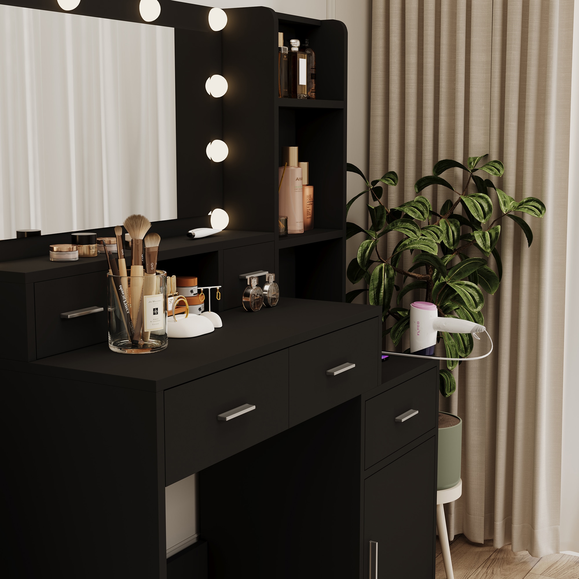SINOFURN SYC080021BK Bedroom-Vanities - View #7