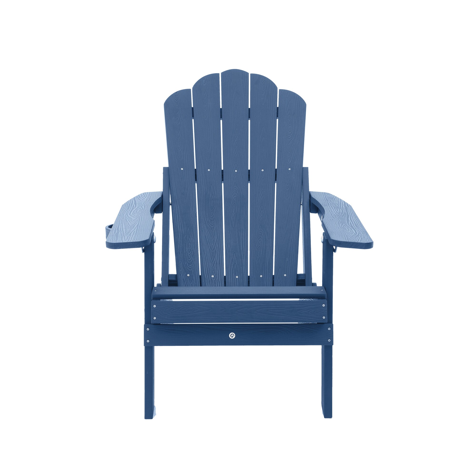 Mondawe MO-ZD16-NV Blue HDPE Frame Stationary Adirondack Chair with Slat Seat