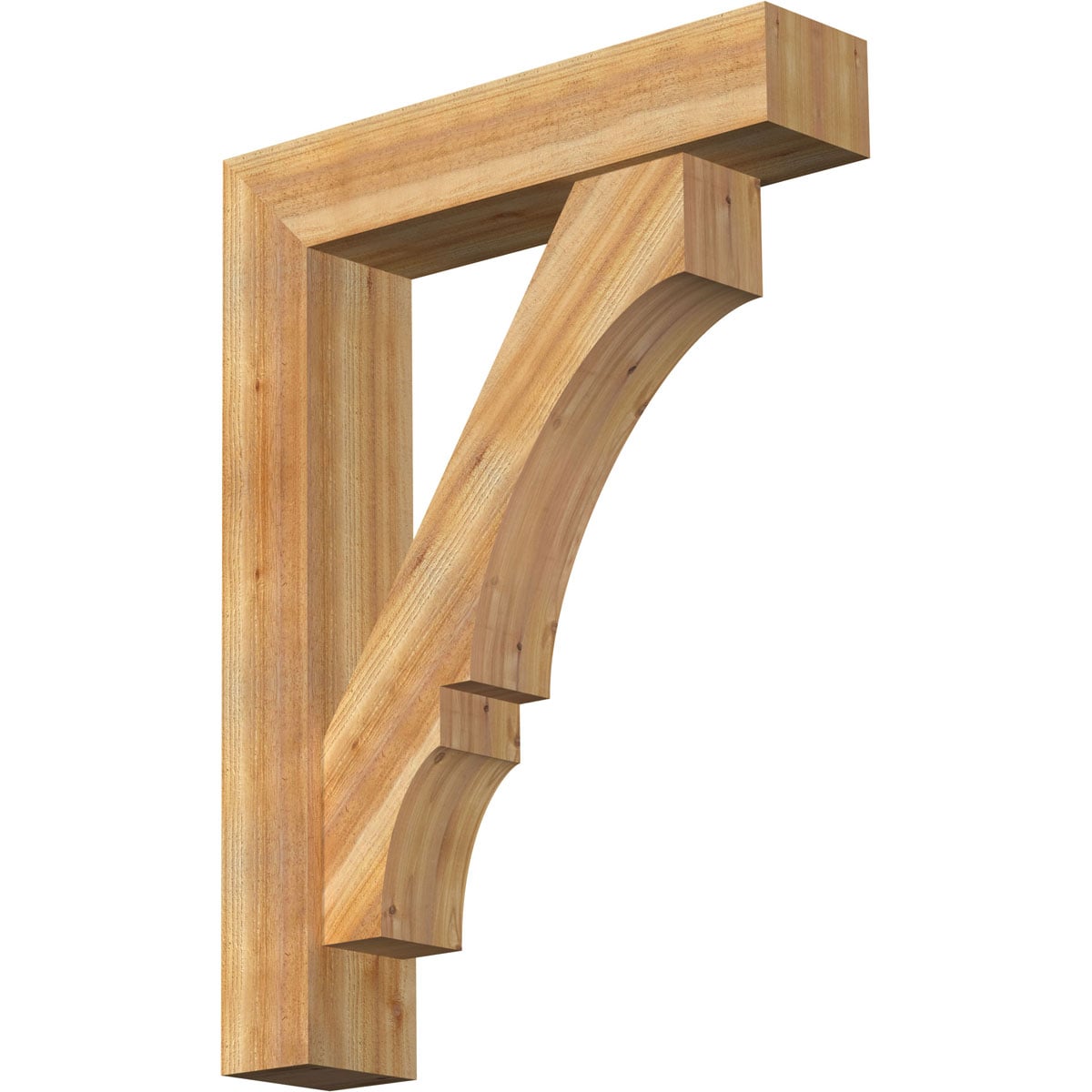 Ekena Millwork 1461898 Balboa Block Rough Sawn Bracket with Offset Brace 8-in x 36-in x 48-in Western red cedar Brown Wood Standard bracket