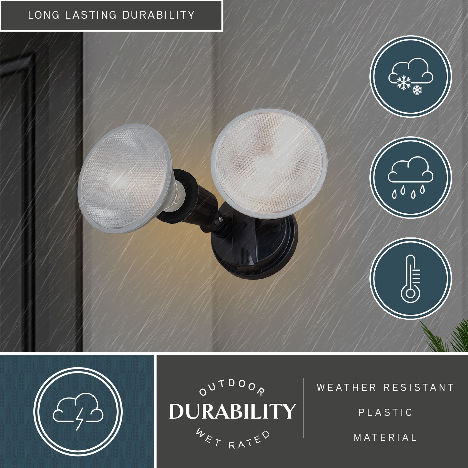 Black Dual Adjustable Outdoor Security Flood Light