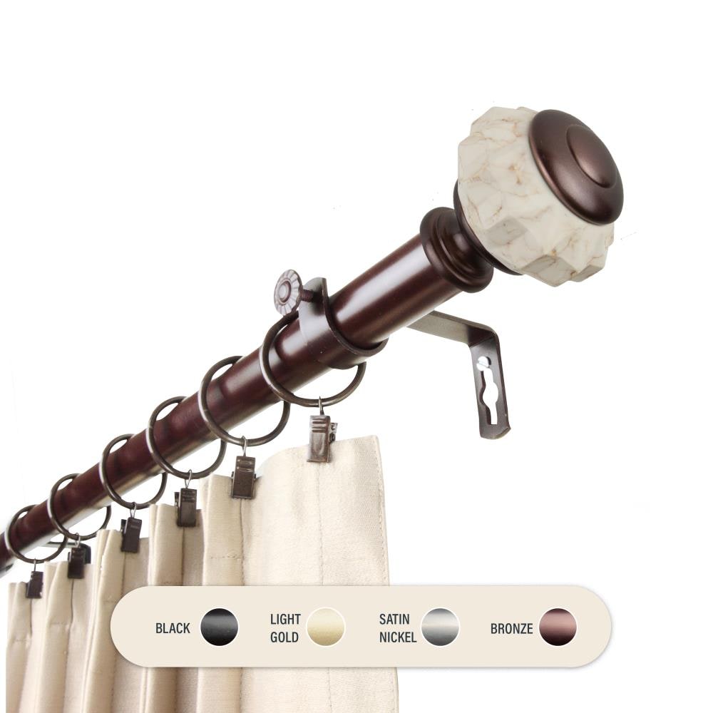 Hart & Harlow L100-57-289 1-in Lola 28-in to 48-in Bronze Steel Single curtain rod with Finials