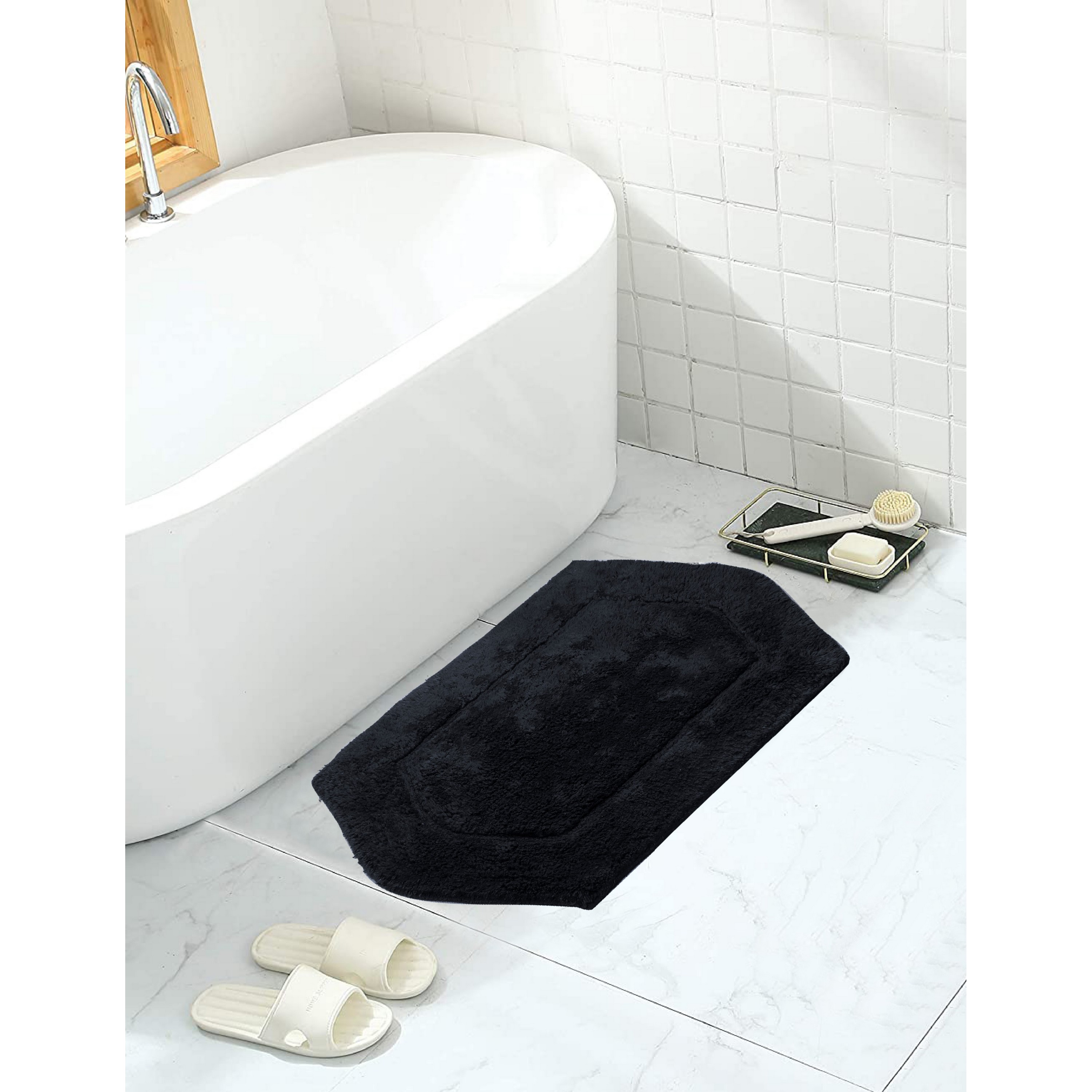 Home Weavers BWA1724BLK Waterford 17-Inches x 24-Inches Black Cotton Bath rug