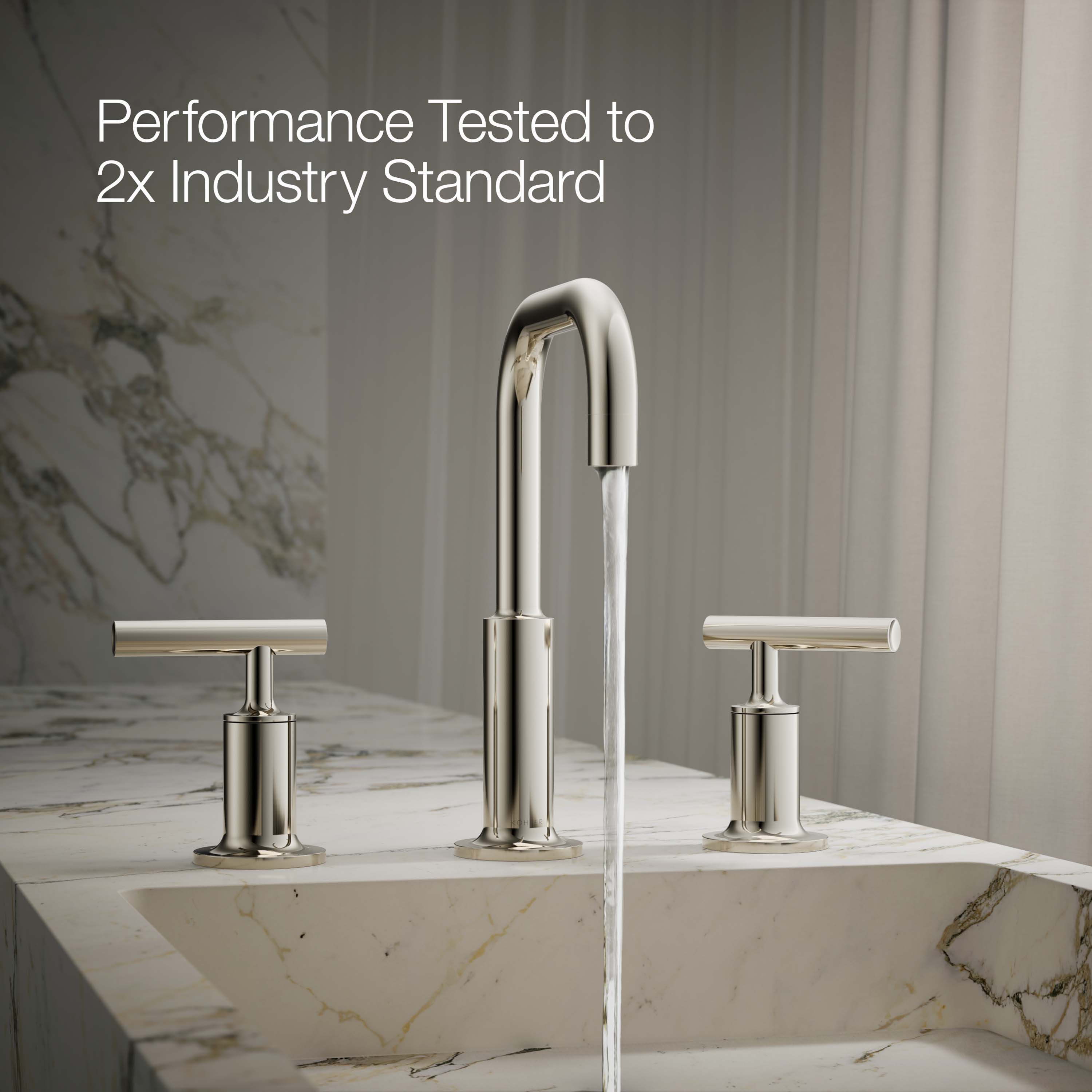 Purist Polished Nickel 8" Widespread Lavatory Faucet with Low Lever Handles
