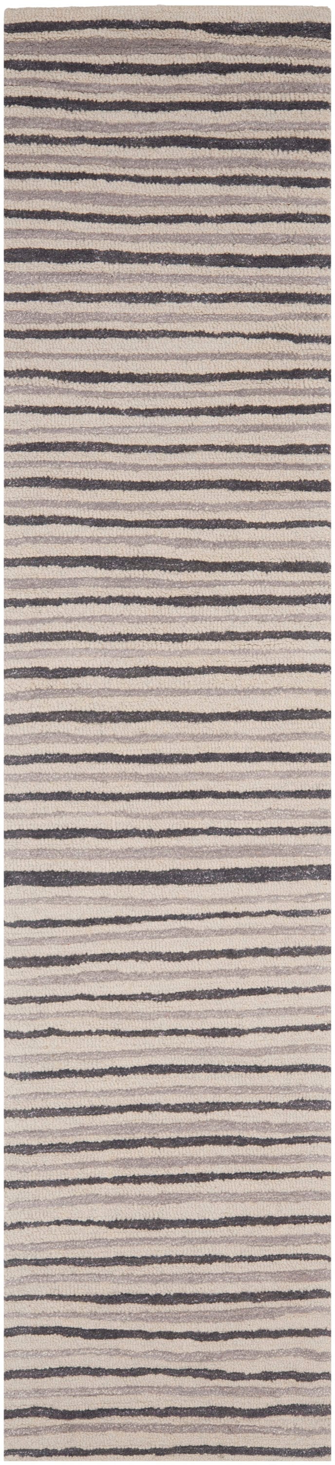 Martha Stewart MSR3619C-210 Hand Drawn Stripe 2 x 10 (ft) Tufted Synthetic Wampum Purple Rectangular Indoor Stripe Farmhouse/Cottage Runner rug