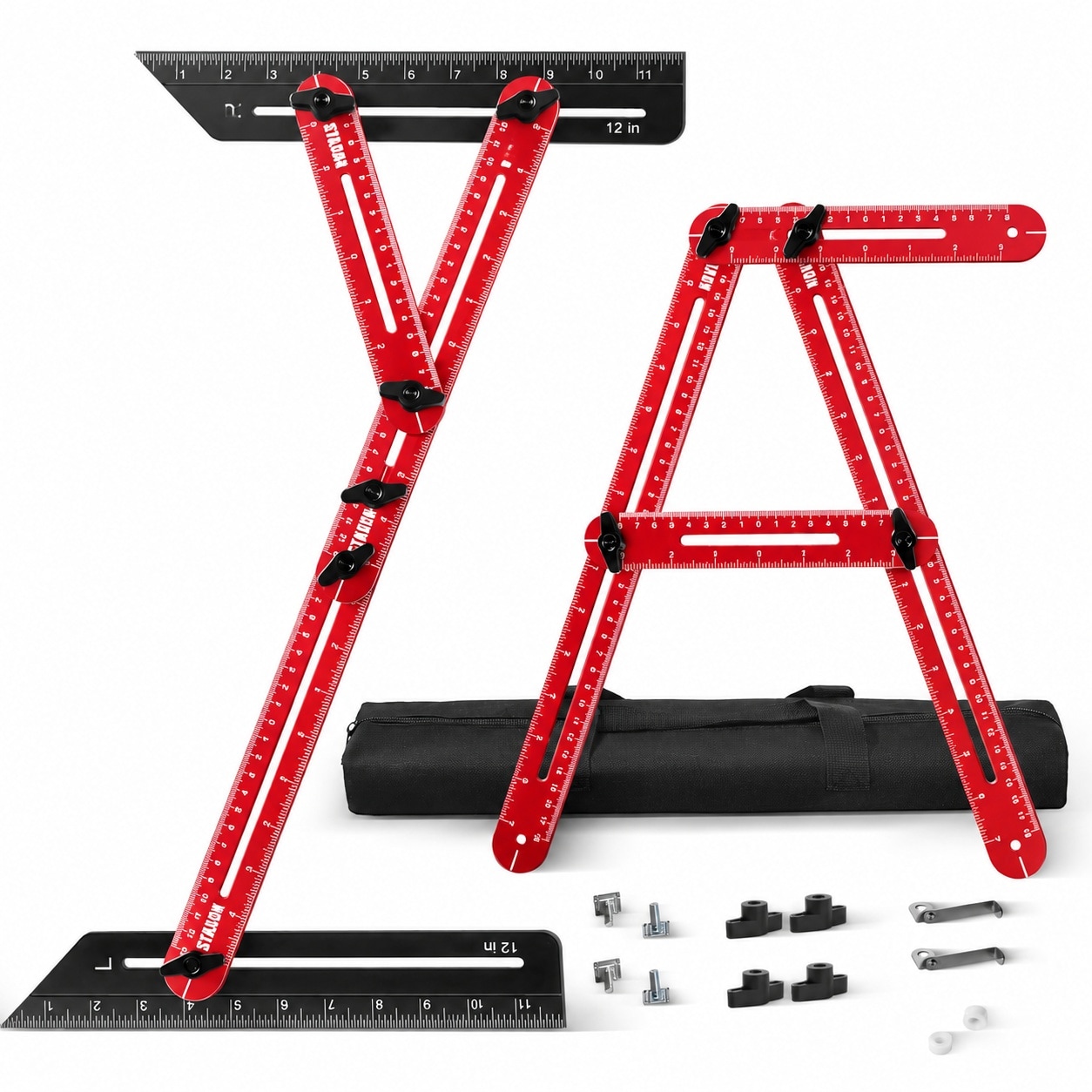 Ahfiwaso  Stair Tread Template Tool Extendable Stair Gauge Measuring Tool for Stair Installation Flooring Layout and Woodworking