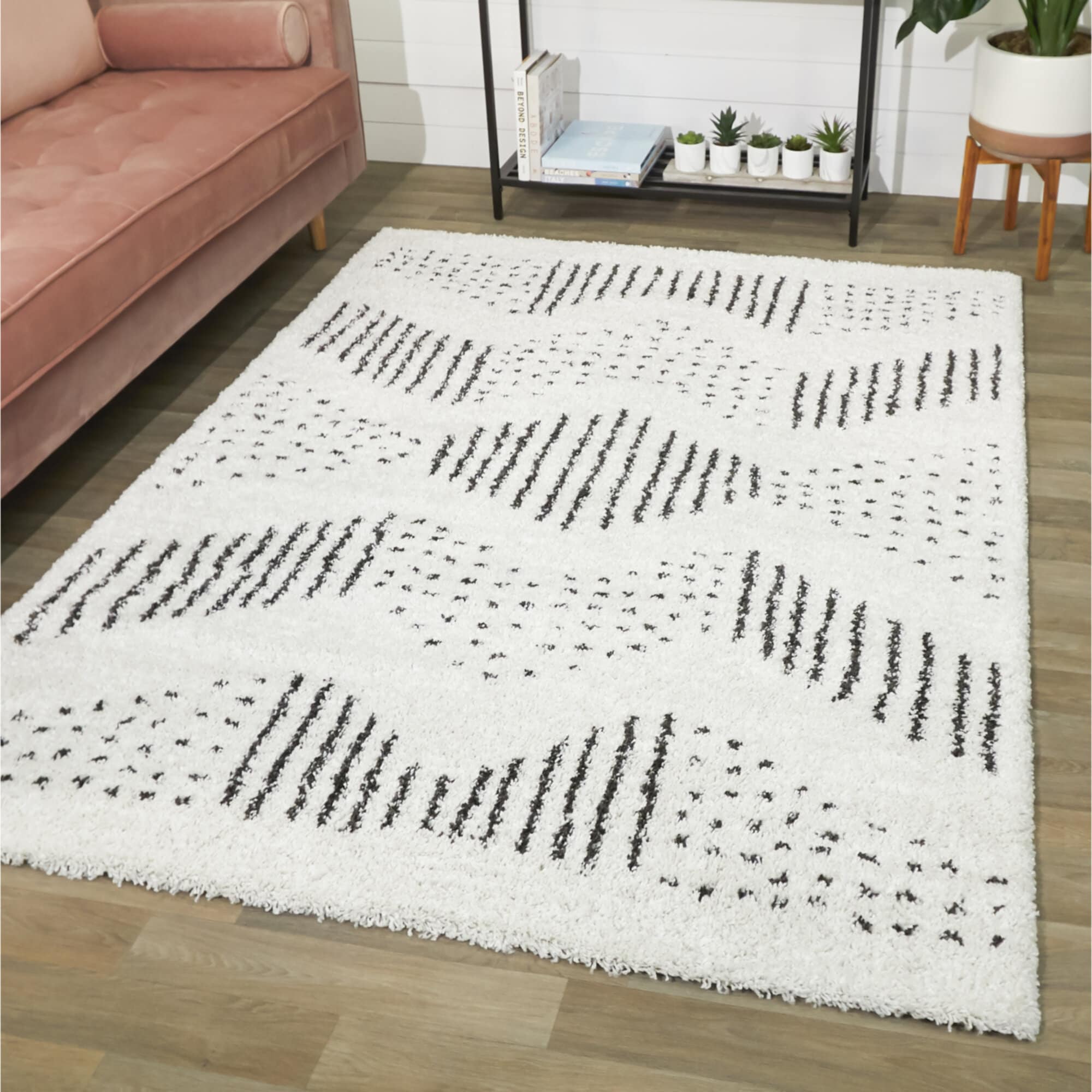 Balta 3090647 Kalpana 4 x 6 (ft) Loomed Polypropylene White Rectangular Indoor Geometric Bohemian/Eclectic Area rug