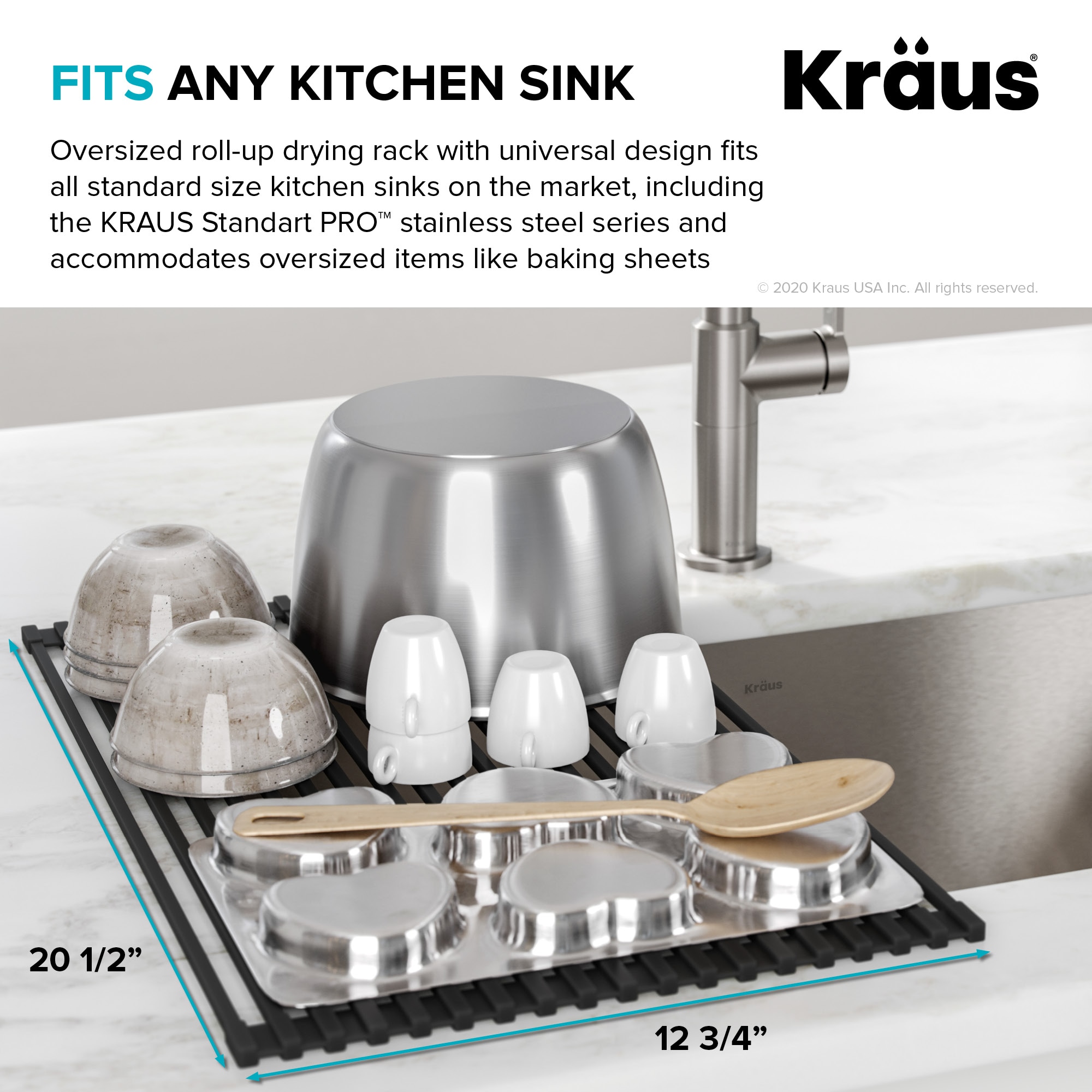 KRAUS Self-Draining Silicone Dish Drying Mat in Brown — DirectSinks