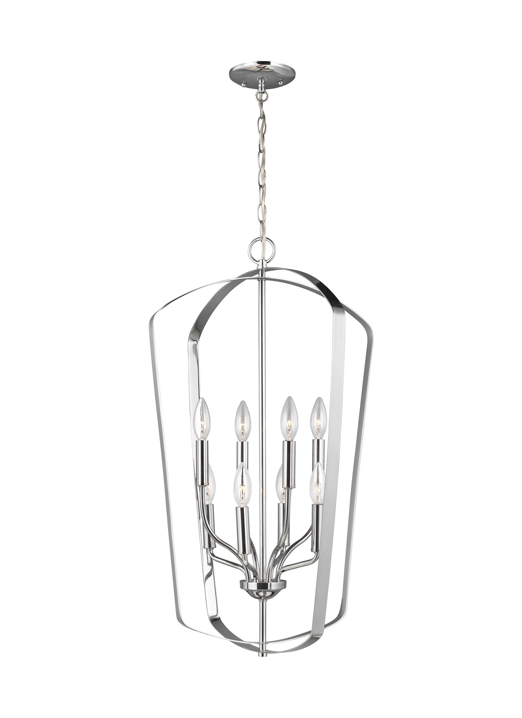 Generation Lighting 5134908EN-05 Romee 8 -Light Chrome Transitional Geometric Large Hanging Pendant light