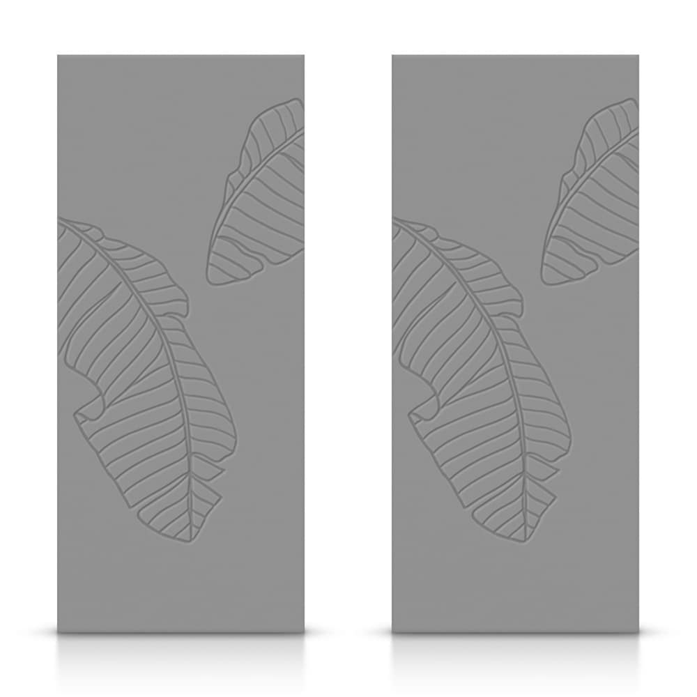 CALHOME CMD-CNC232-84X24SG(2 CNC-232 48-in x 84-in Light Gray Crossbuck Smooth Hollow core Stained MDF Closet Sliding Door