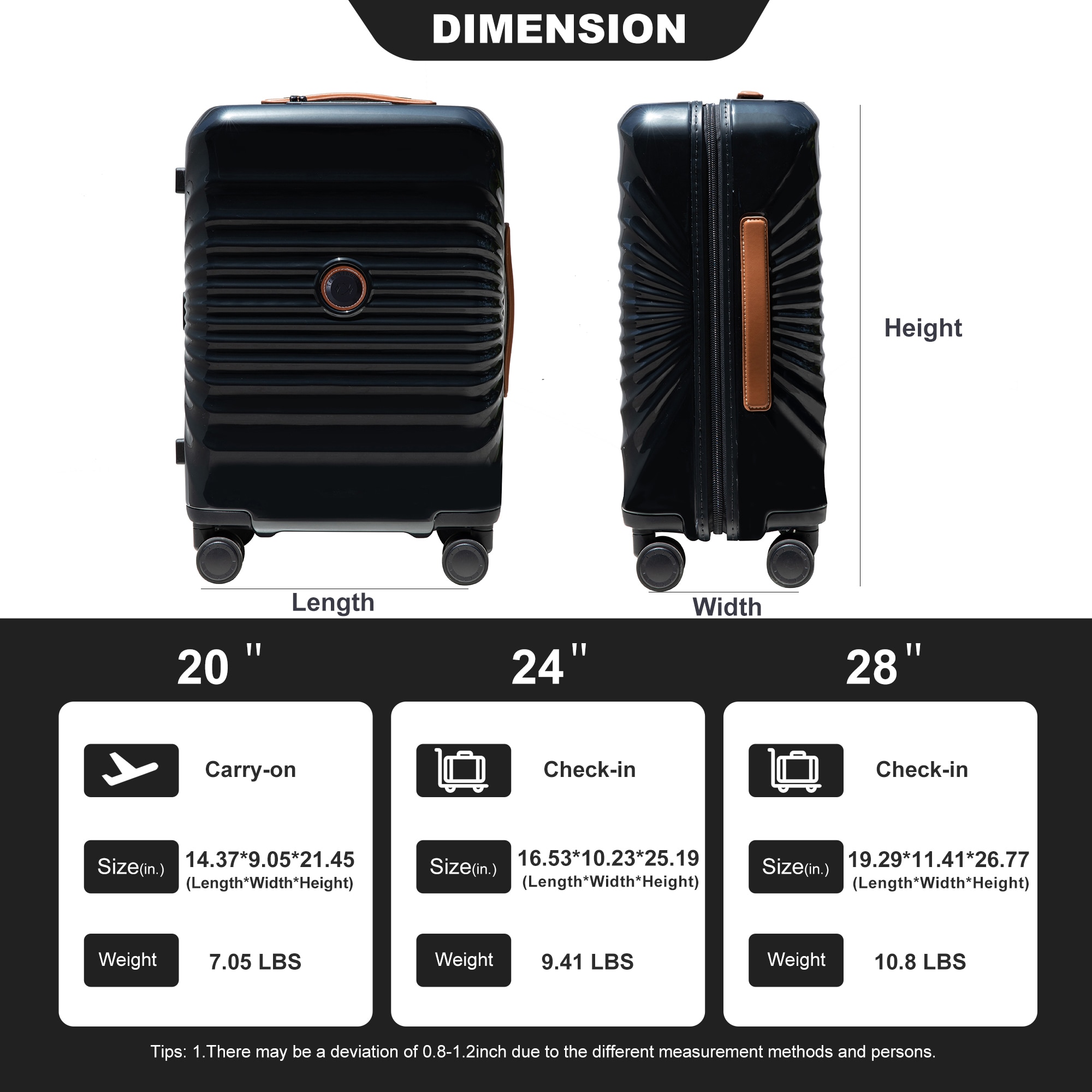 SINOFURN SYD9400004BK Luggage-And-Luggage-Sets - View #2