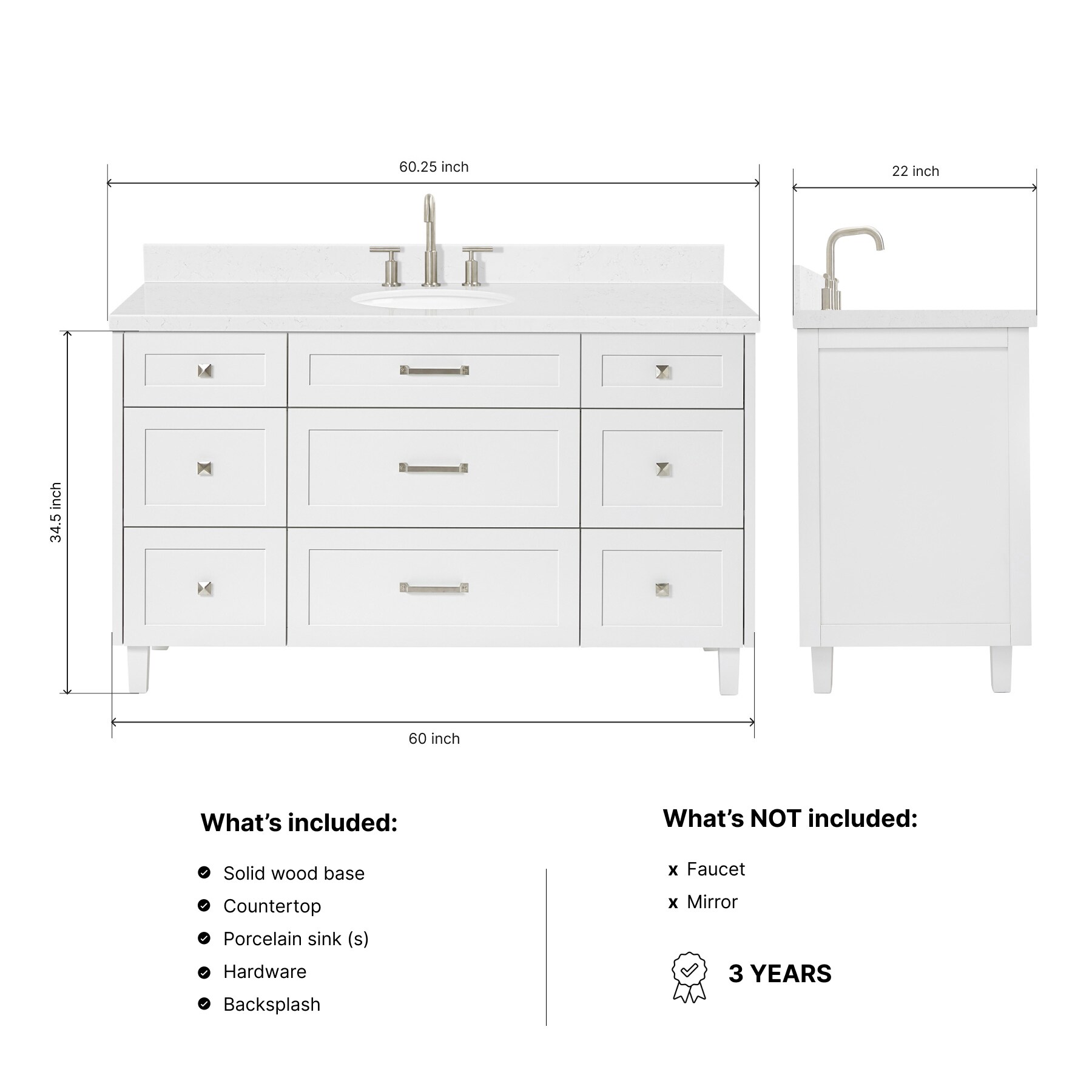 ARIEL B60CQOVOWHT Bath-Vanity-Combo - View #4
