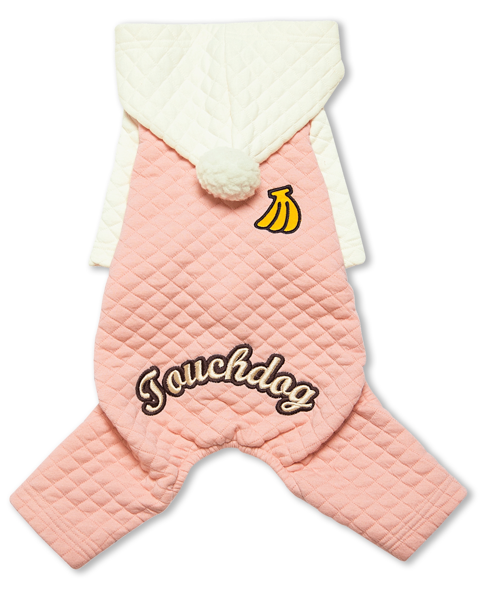 Fashion Designer Full Body Quilted Pet Dog Hooded Sweater - Unisex, Small, Pink/White, Polyester, Machine Wash - Pet Clothing | - Touchdog HD7PKSM