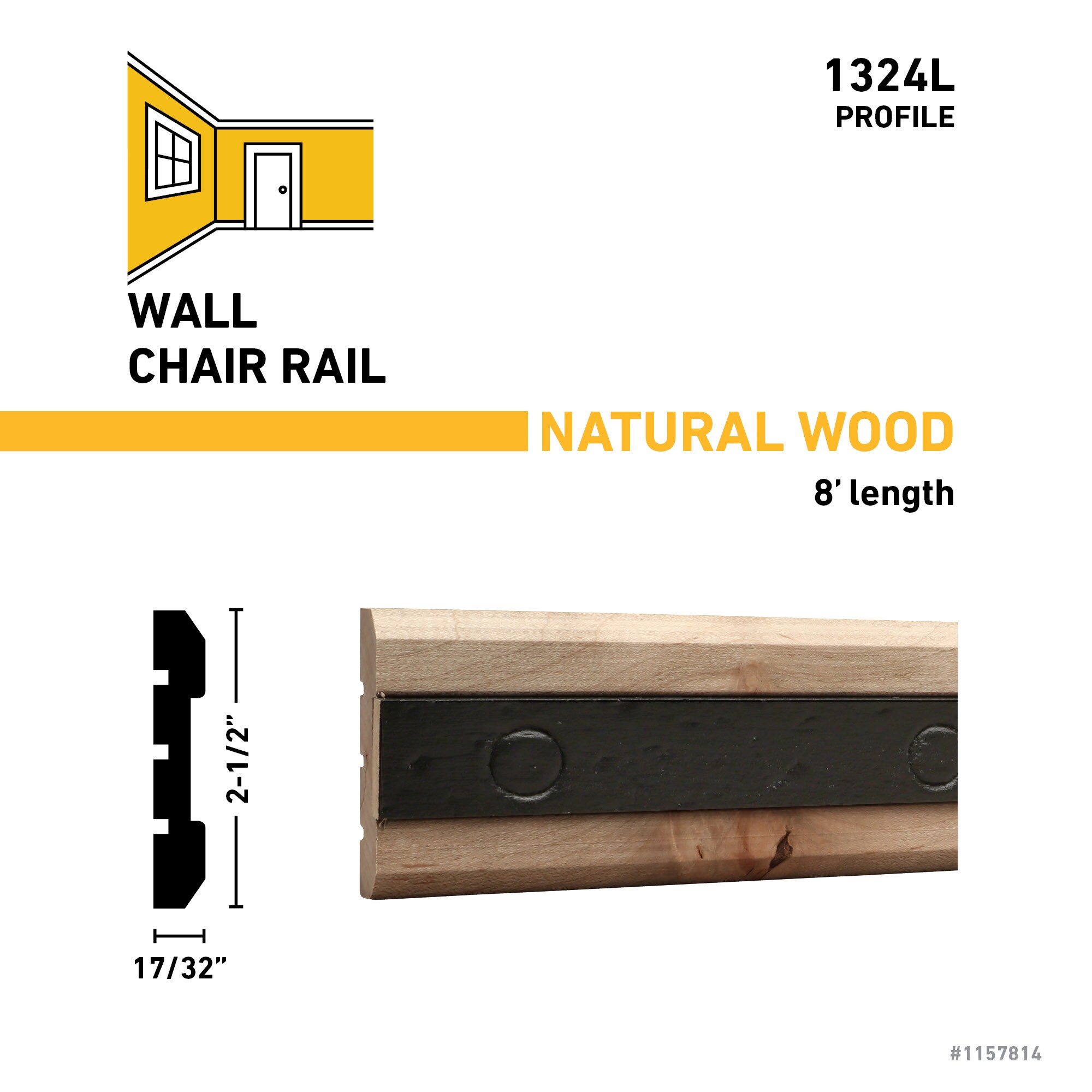 Ornamental Mouldings 1324L-8WMAP Chair-Rail-Moulding - View #3