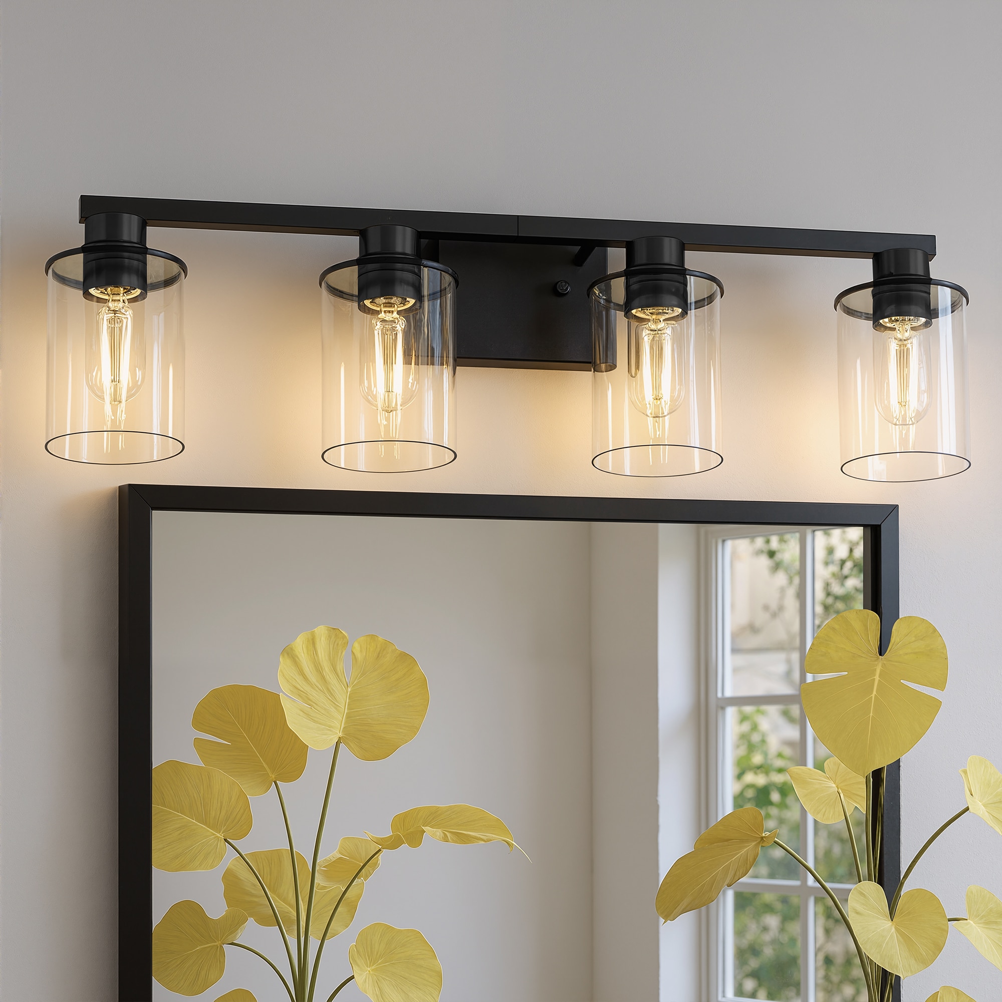YANSUN 27.2-in 4 Light Matte Black Industrial Bathroom Vanity light