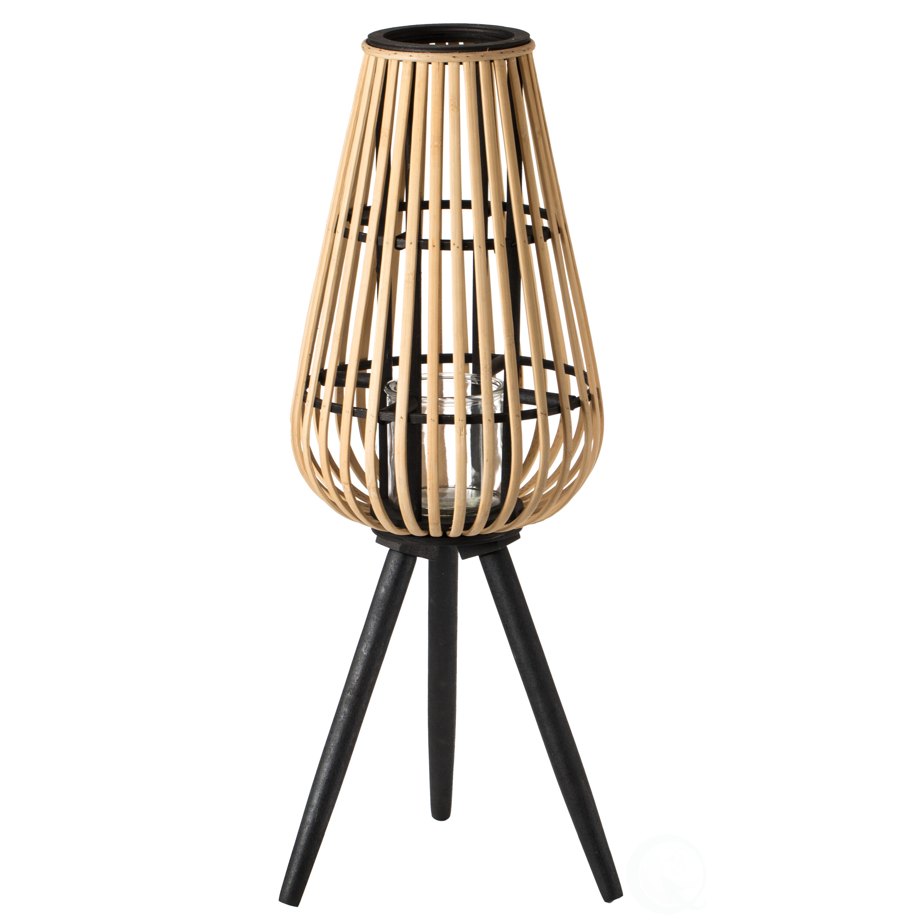 Wickerwise QI004165 1 Candle Wood Lantern Candle Holder